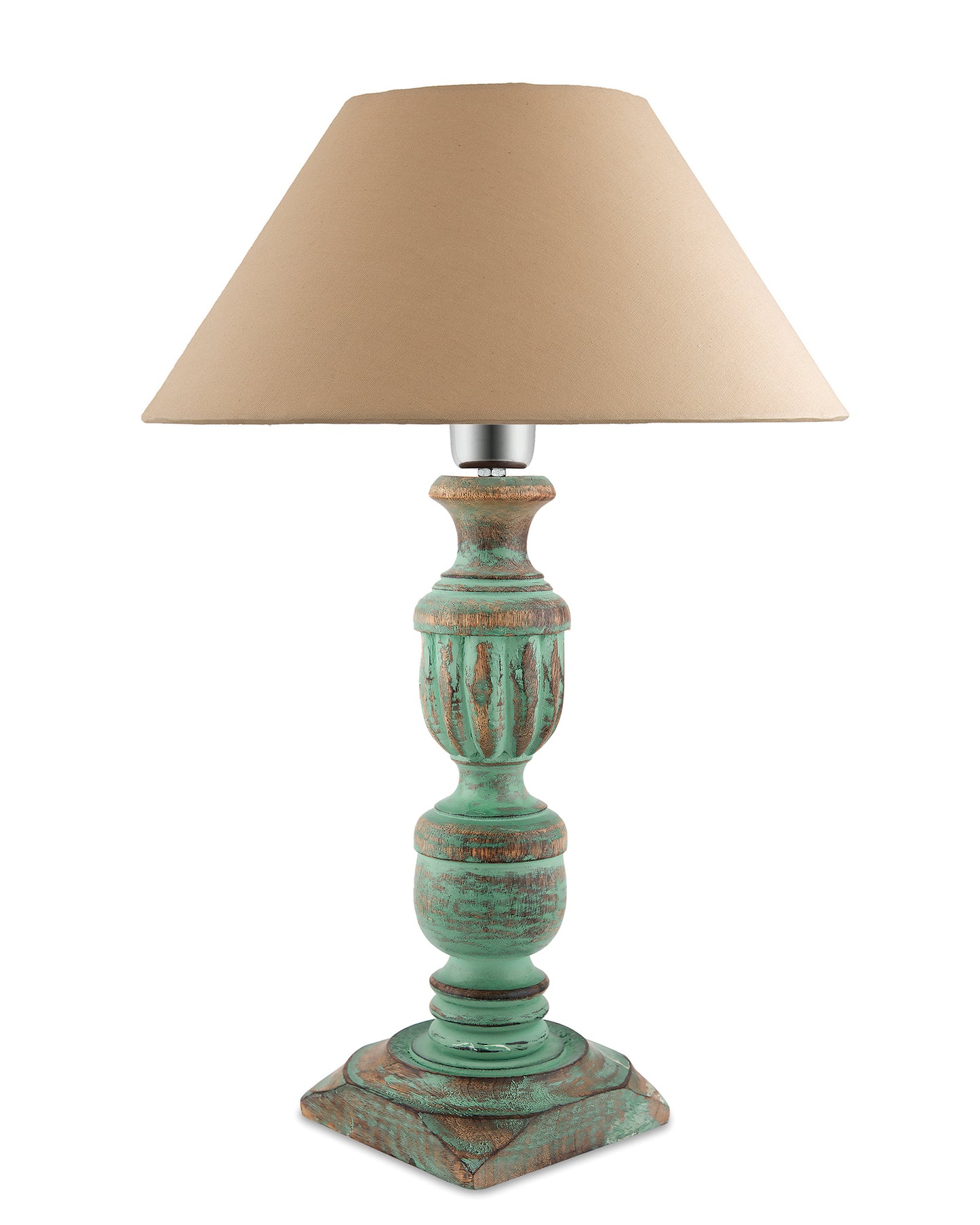 Rustic Algae French Trophy Carved Table lamp with Cone Shade