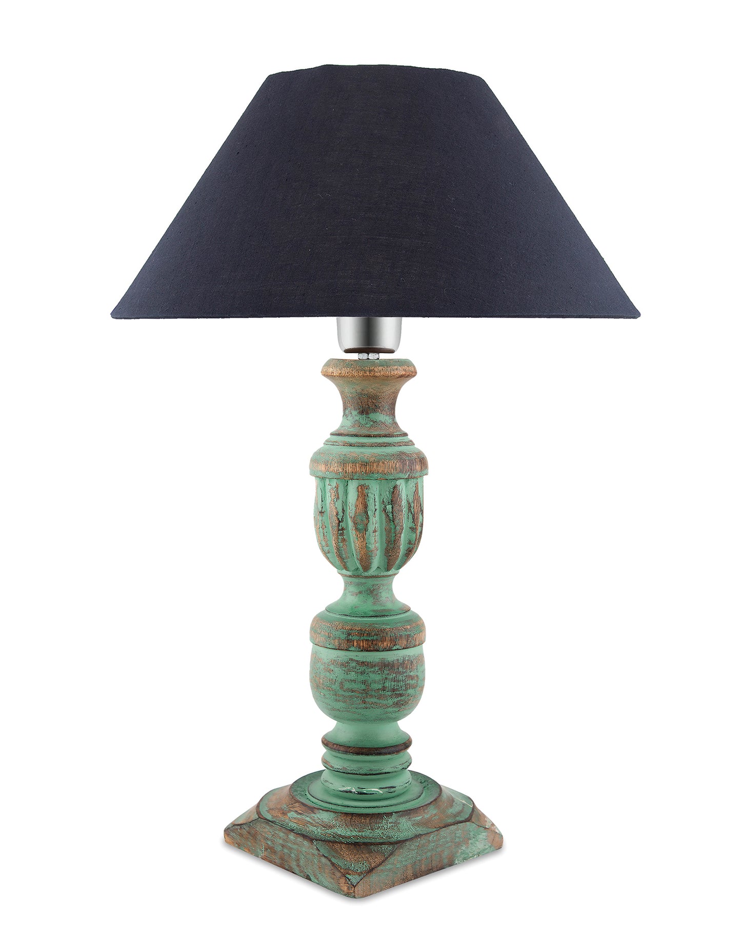 Rustic Algae French Trophy Carved Table lamp with Cone Shade