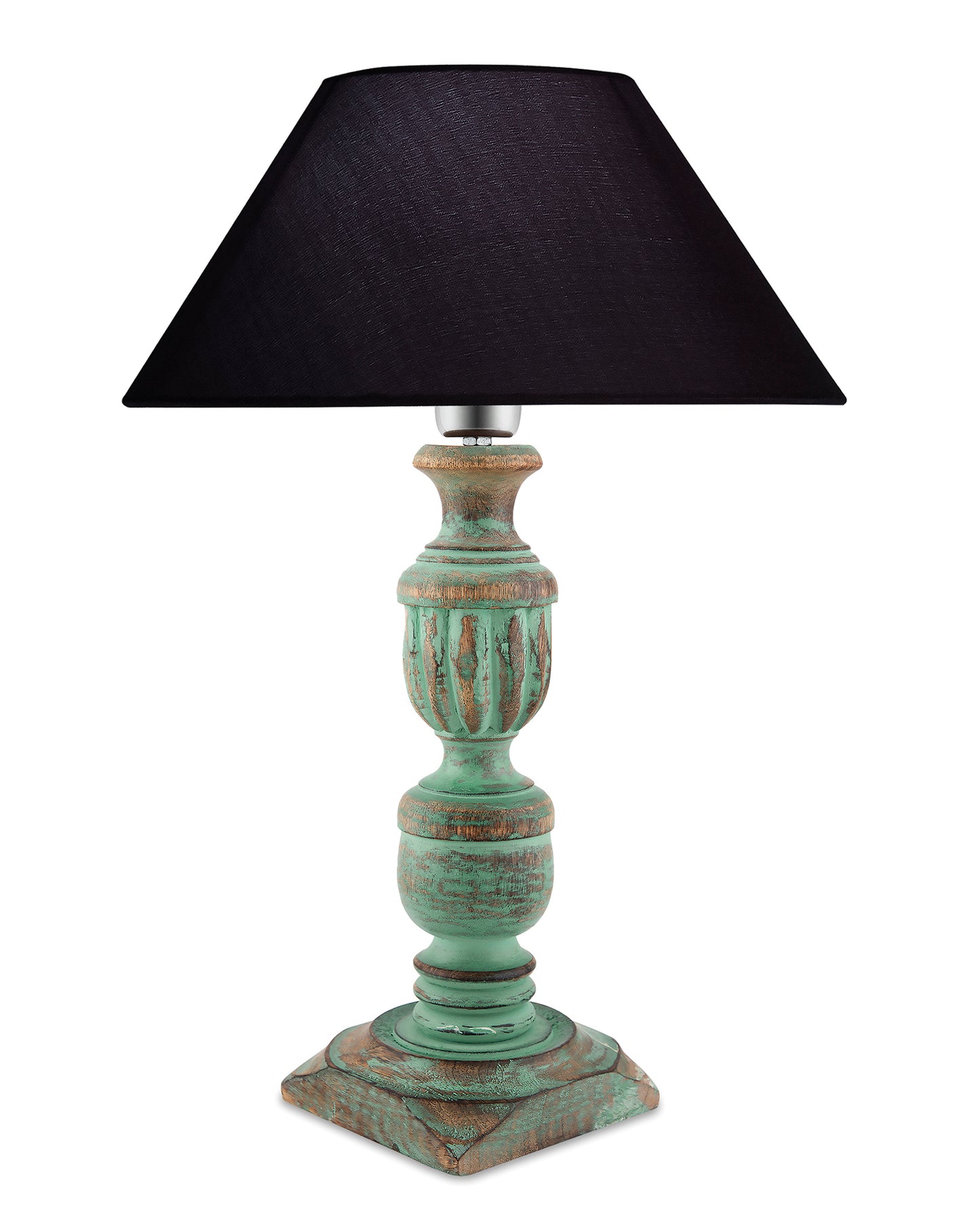 Rustic Algae French Trophy Carved Table lamp with Cone Shade