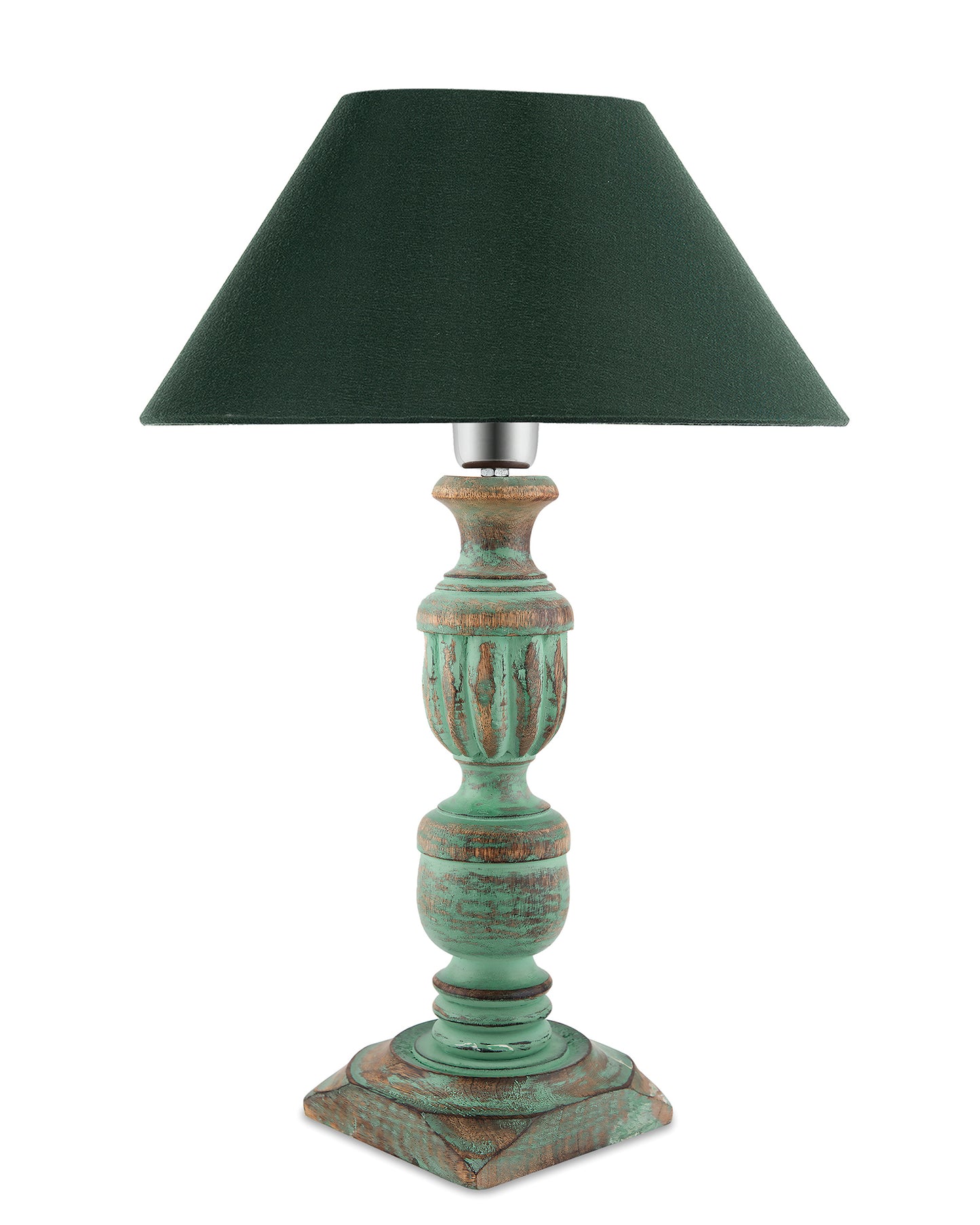 Rustic Algae French Trophy Carved Table lamp with Cone Shade