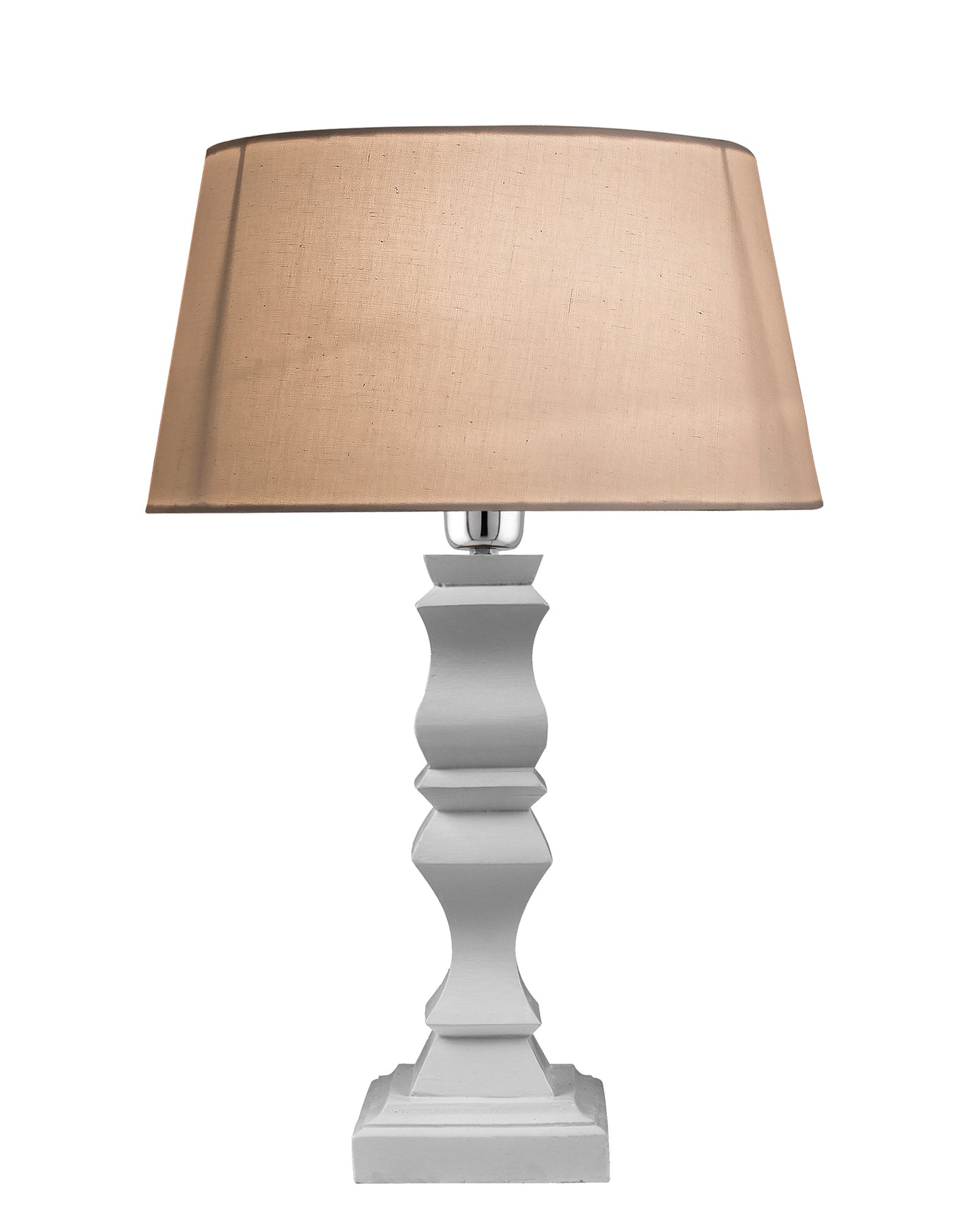Classic Cube Cut White Table Lamp with Empire Drum Shade
