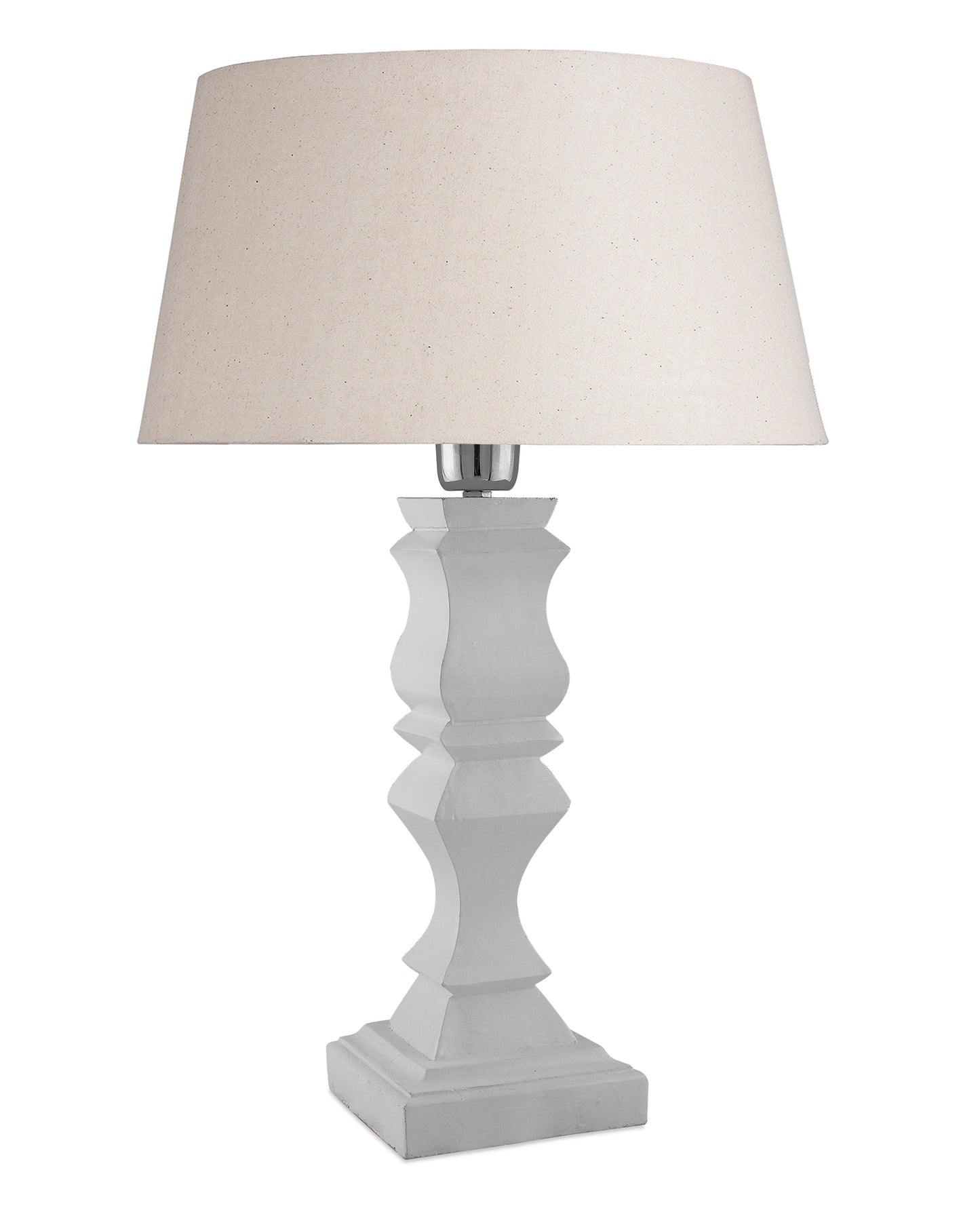 Classic Cube Cut White Table Lamp with Empire Drum Shade