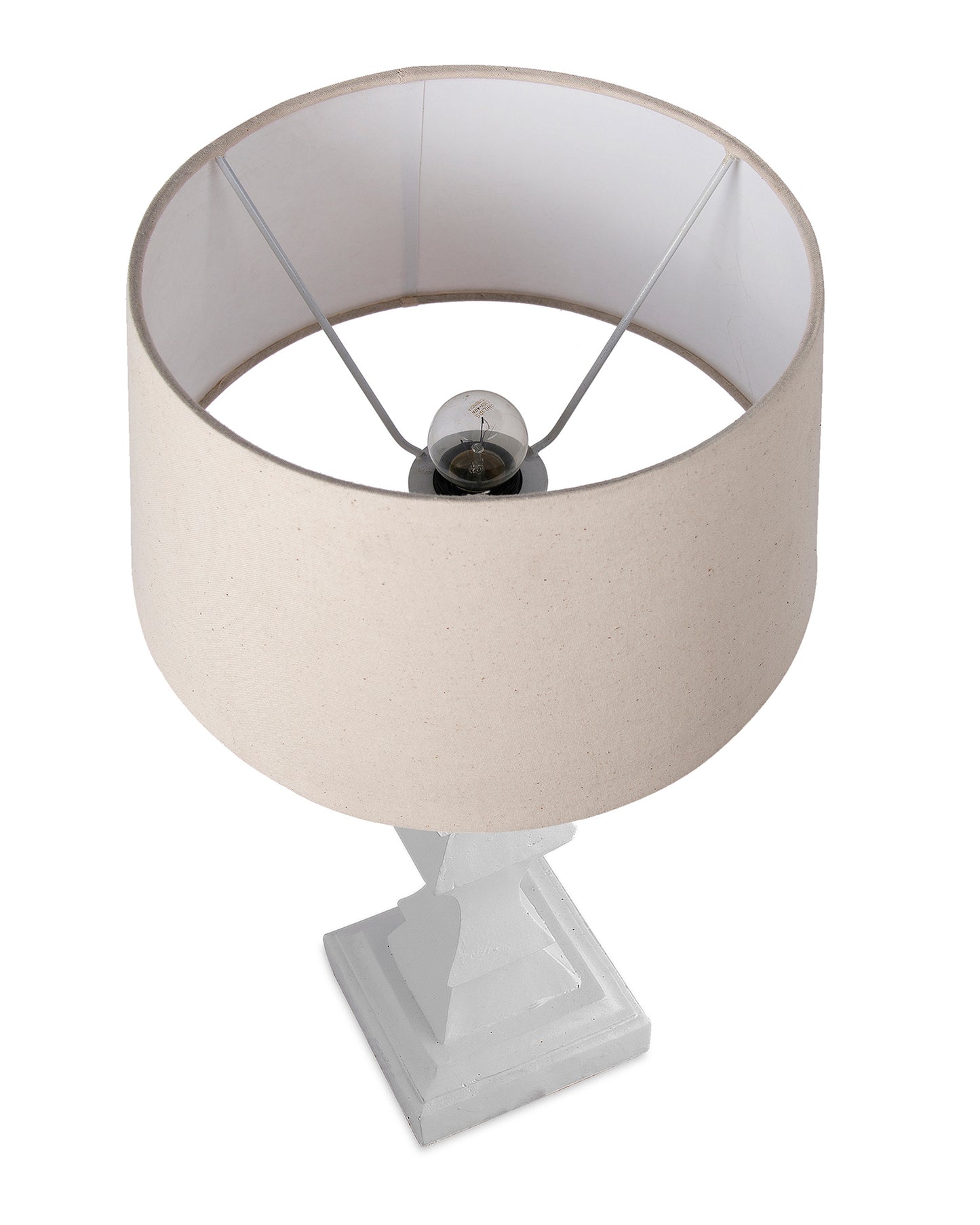 Classic Cube Cut White Table Lamp with Empire Drum Shade