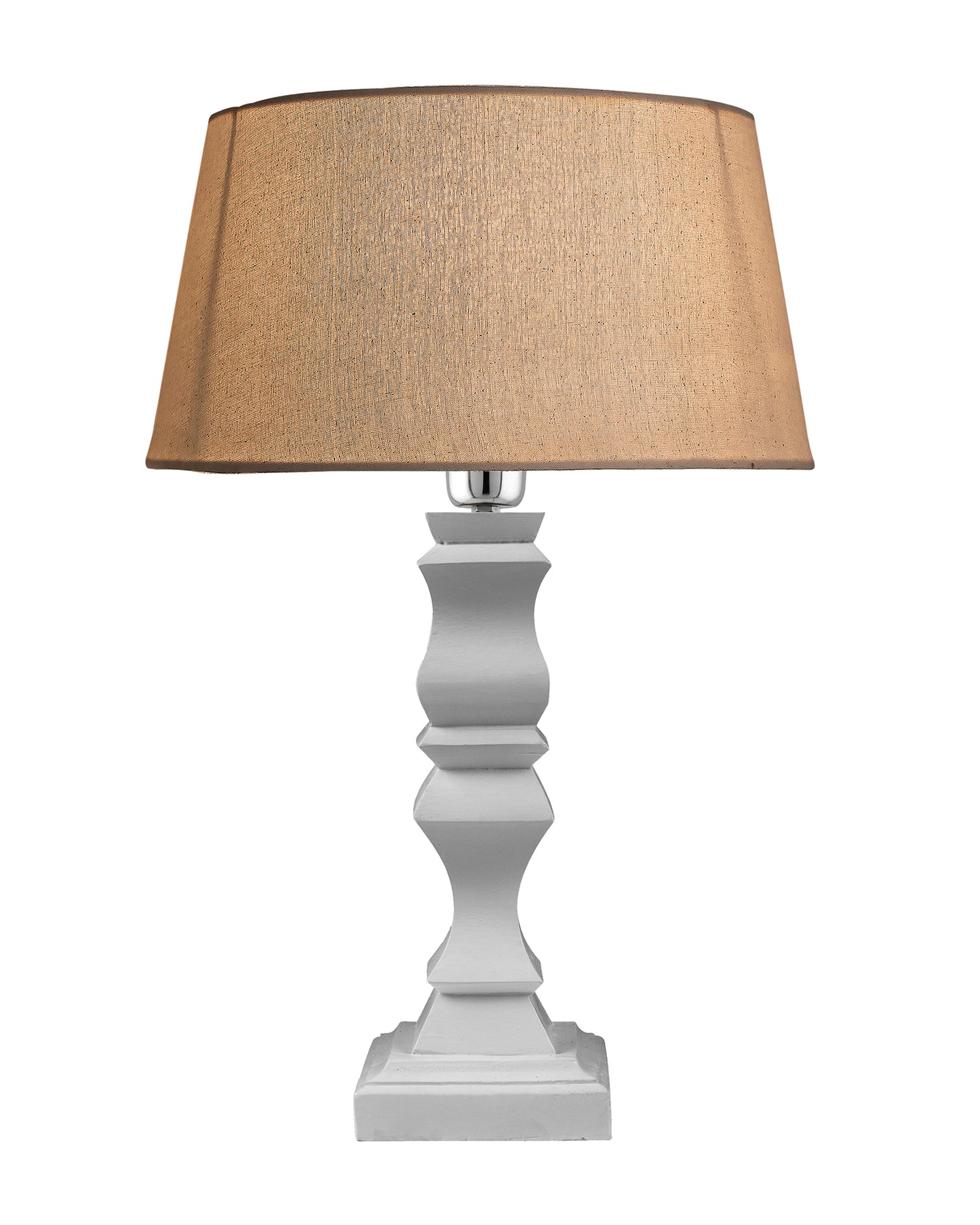 Classic Cube Cut White Table Lamp with Empire Drum Shade