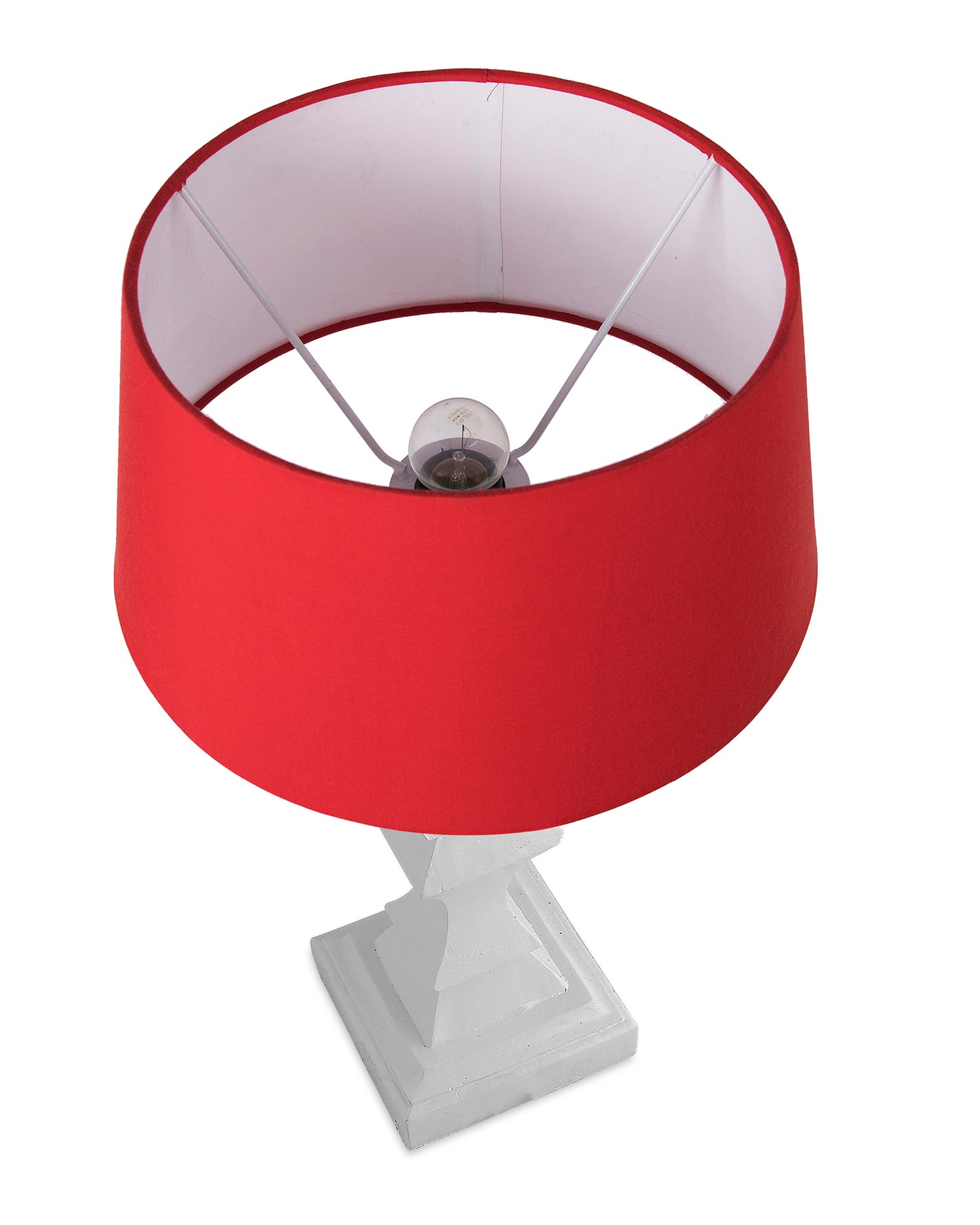 Classic Cube Cut White Table Lamp with Empire Drum Shade