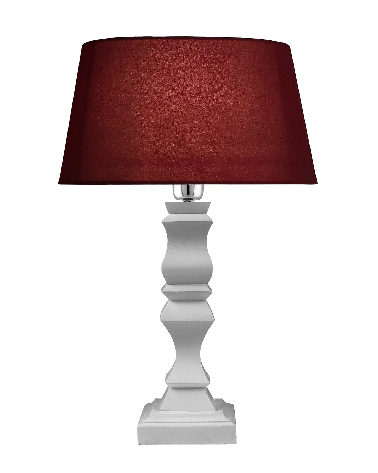 Classic Cube Cut White Table Lamp with Empire Drum Shade