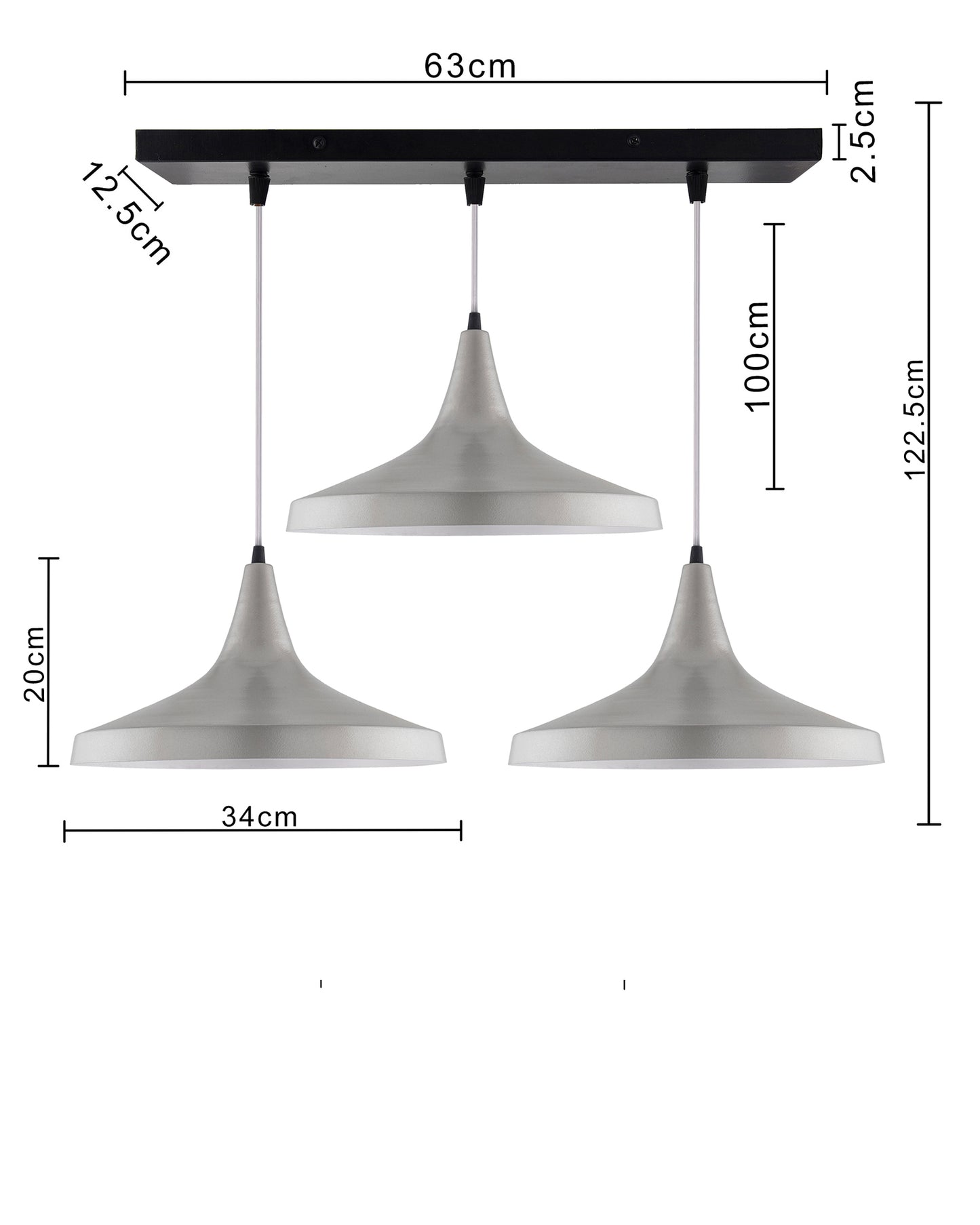 3-Lights Linear Cluster Chandelier Modern Danish hanging Light, E27 Holder, Decorative, URBAN Retro, Nordic Style