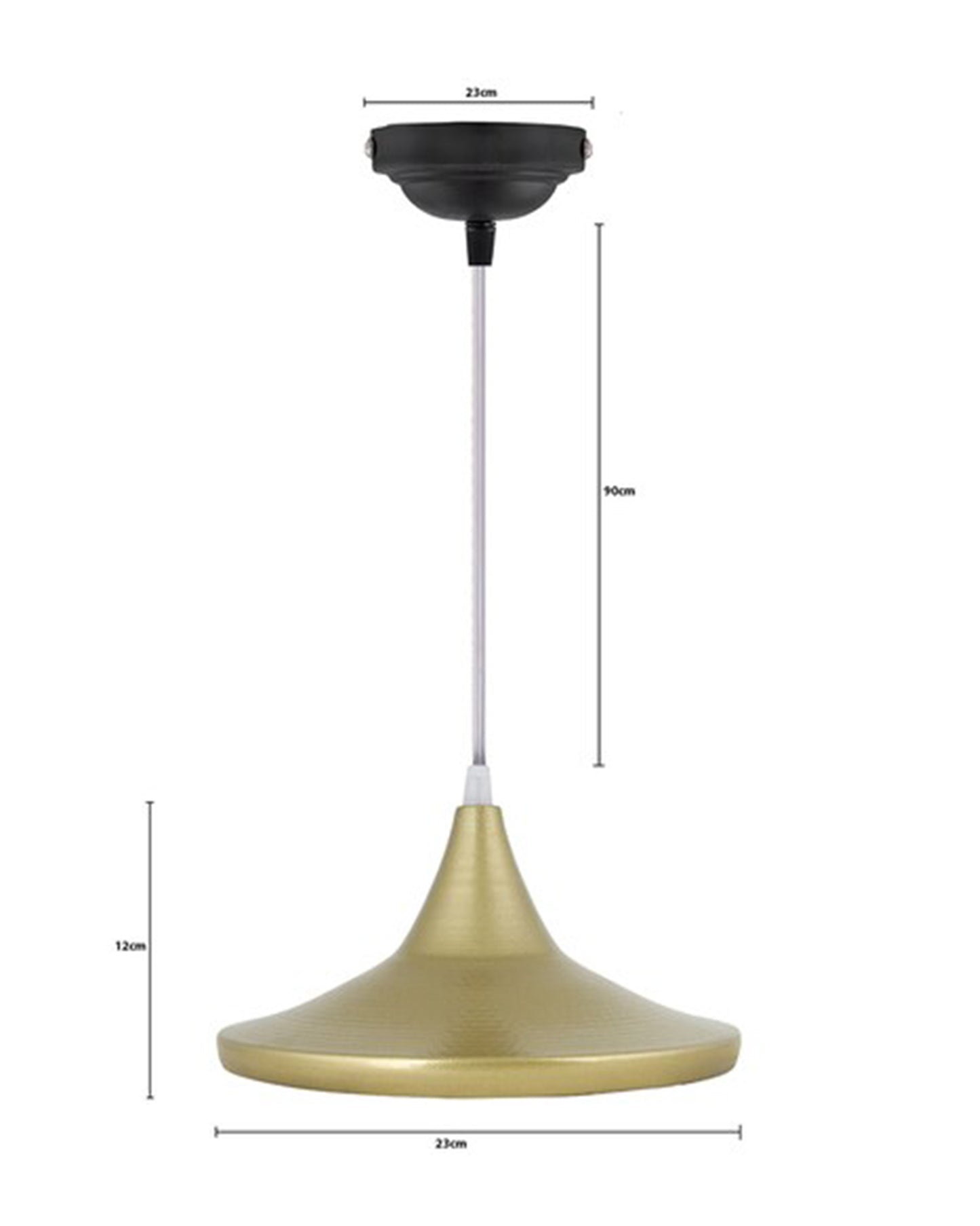 E26/E27 Single Head Metal Cone Shade Pendant Vintage Hanging Ceiling Light, Golden Set of 2