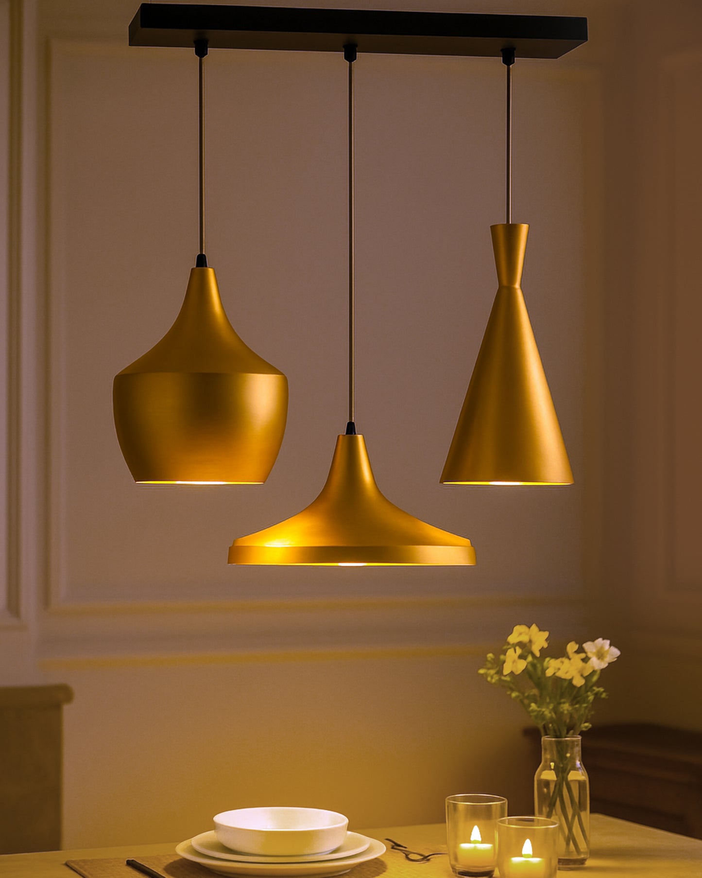 3-Lights Linear Cluster Chandelier Modern Tri-Nordic hanging Light, E27 Holder, Decorative,URBAN Retro, Nordic Style