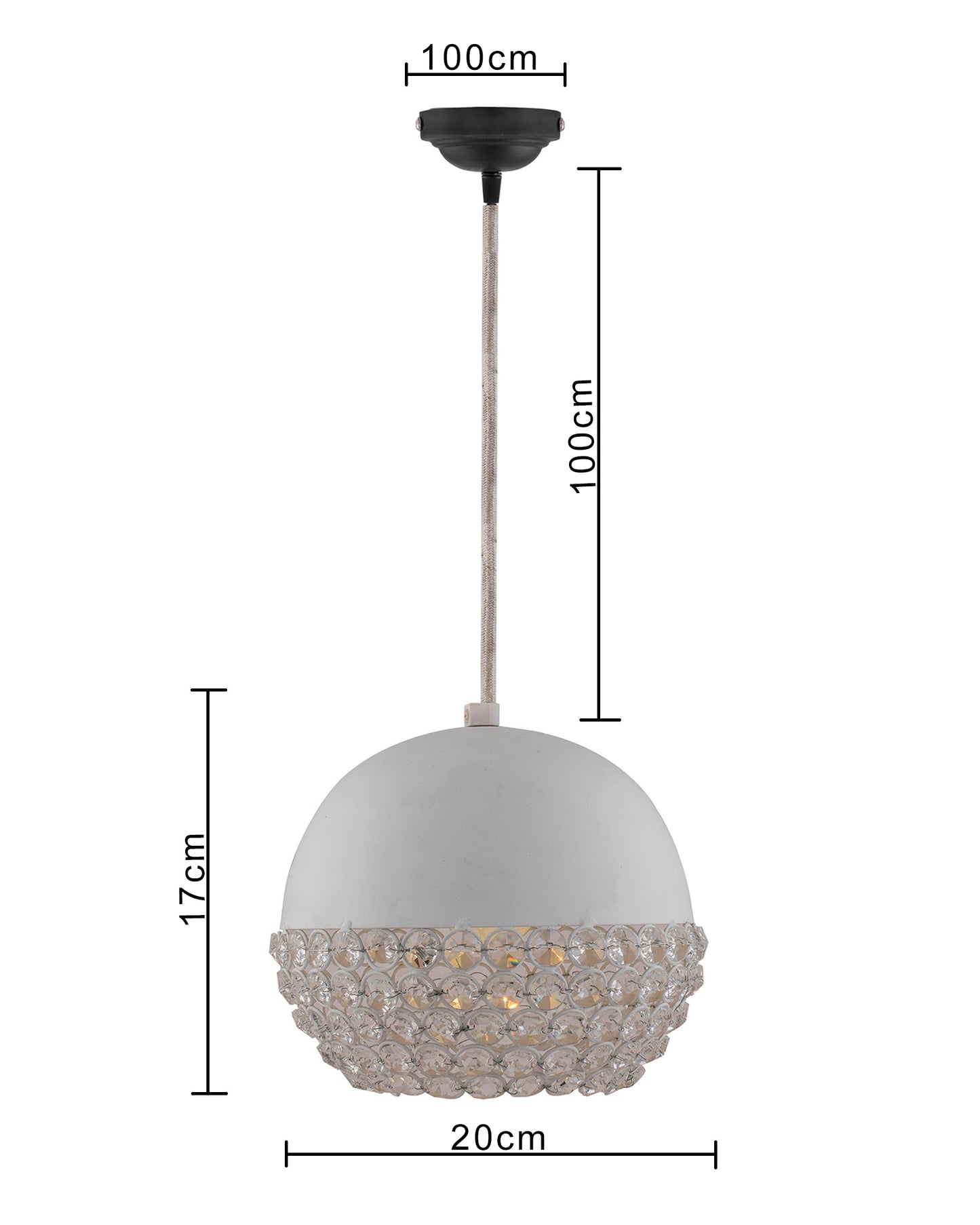 Matt White Crystal Hanging Globe Light, Ceiling Light, Nordic E27 Pendant