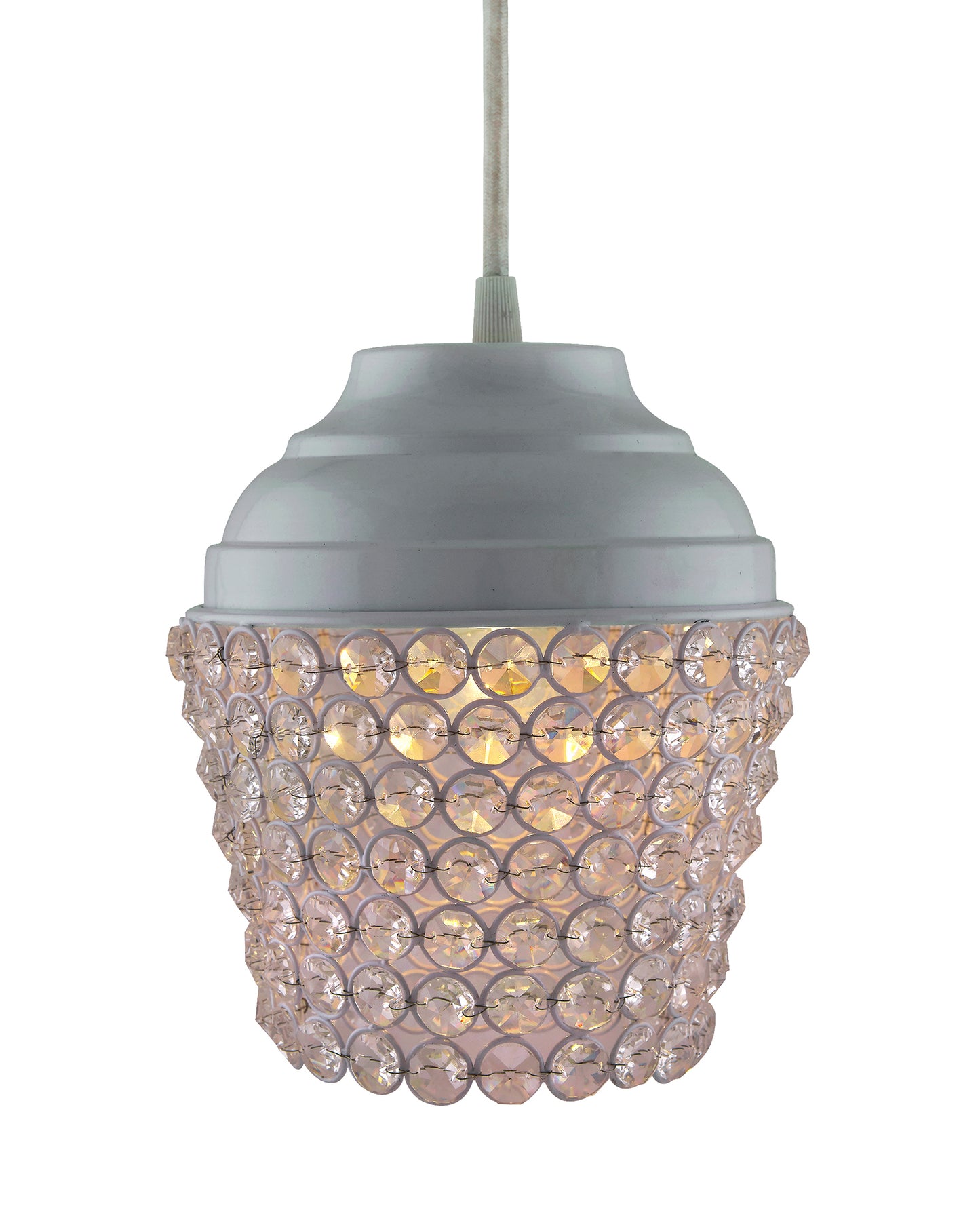 Matt White Crystal Hanging Lantern Light, Ceiling Light, Nordic E27 Pendant