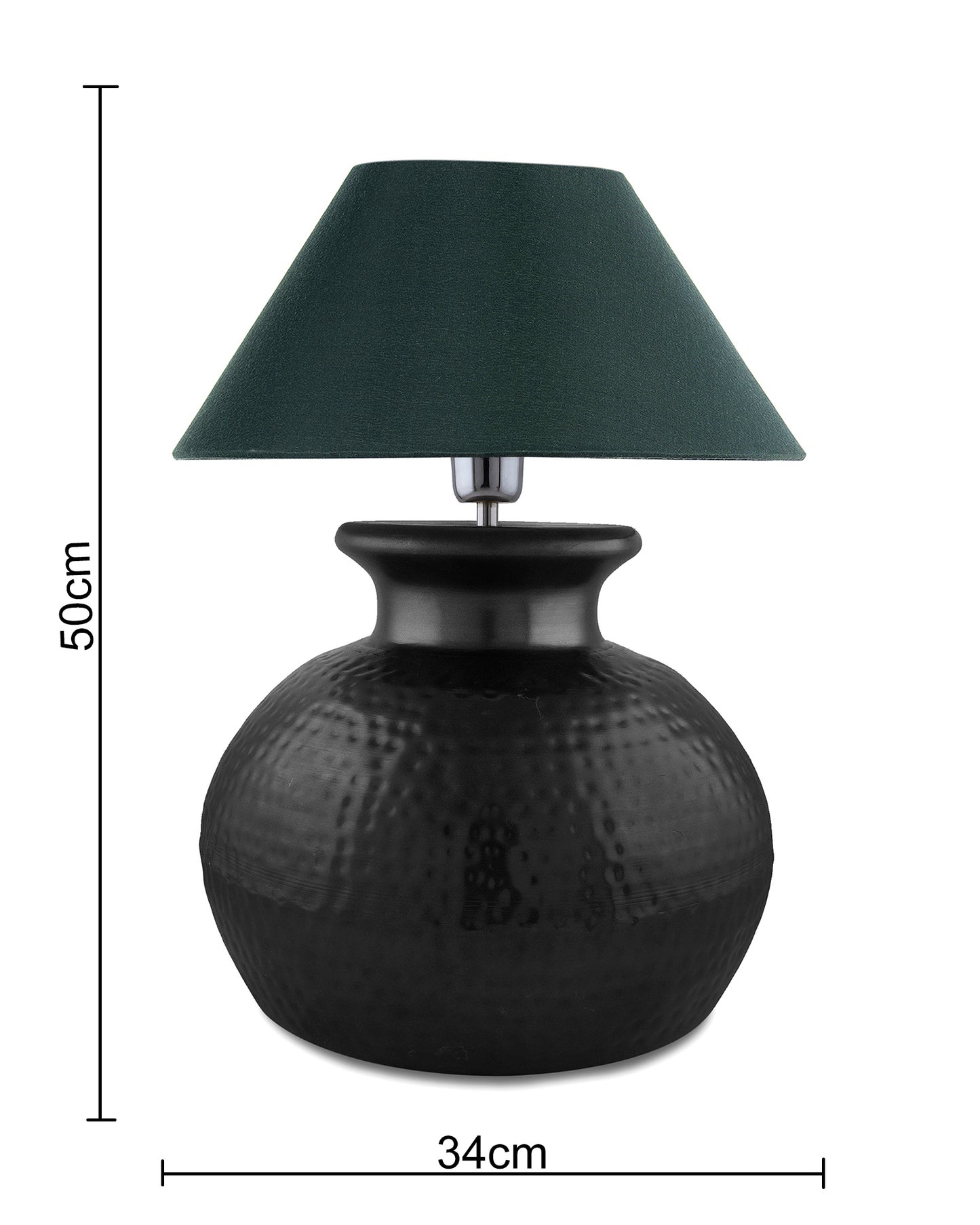 Matt Black Hammered Pitcher Table Lamp with Cone Shade