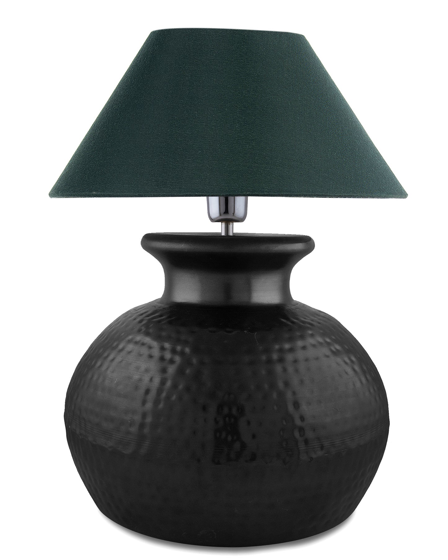 Matt Black Hammered Pitcher Table Lamp with Cone Shade