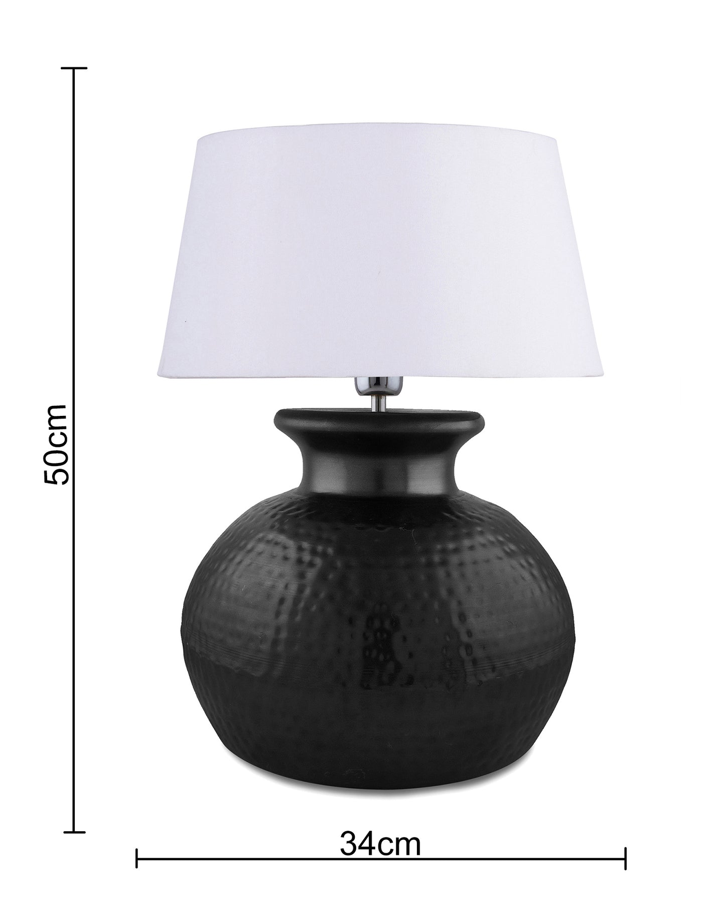 Matt Black Hammered Pitcher Table Lamp with Drum Shade