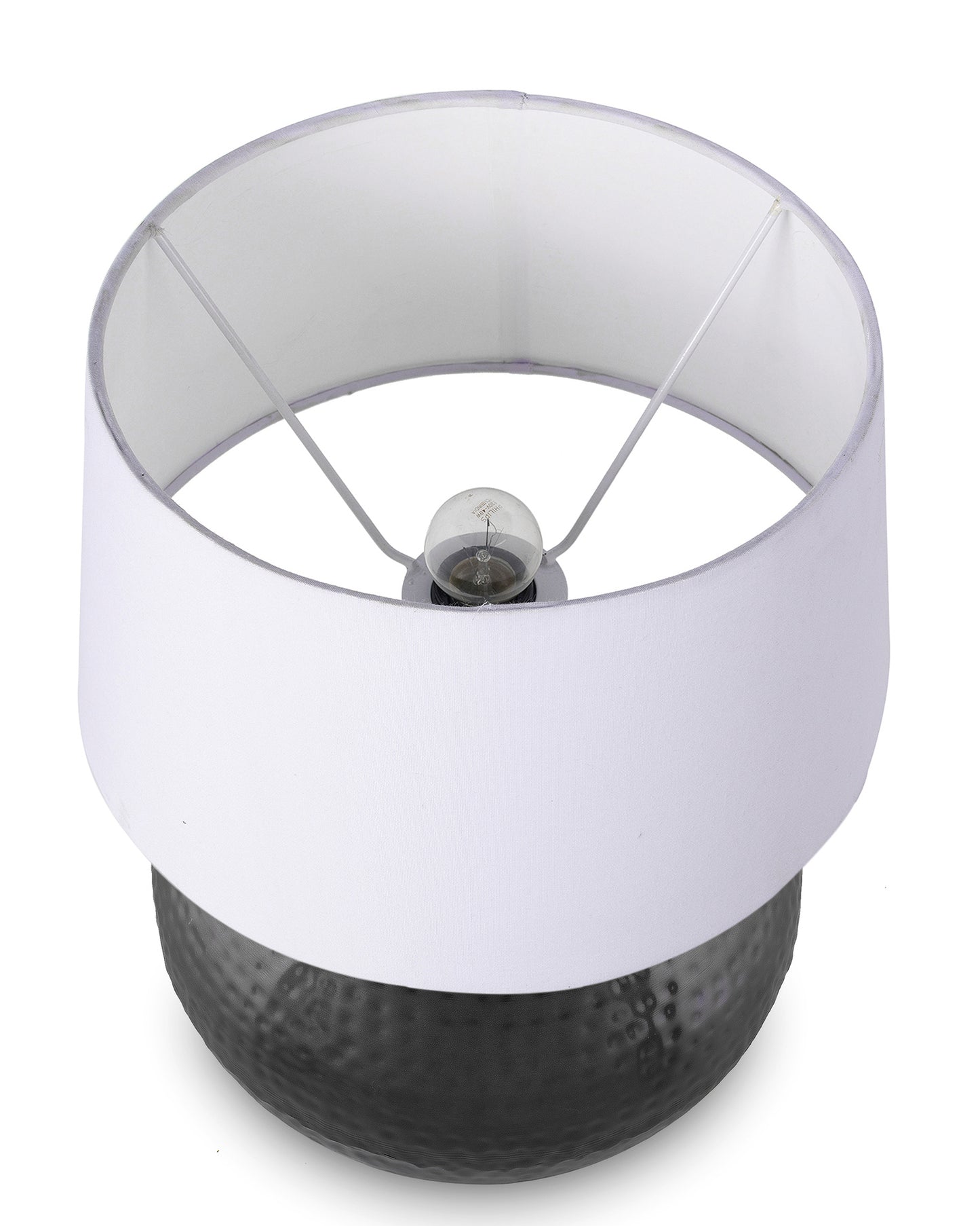 Matt Black Hammered Pitcher Table Lamp with Drum Shade