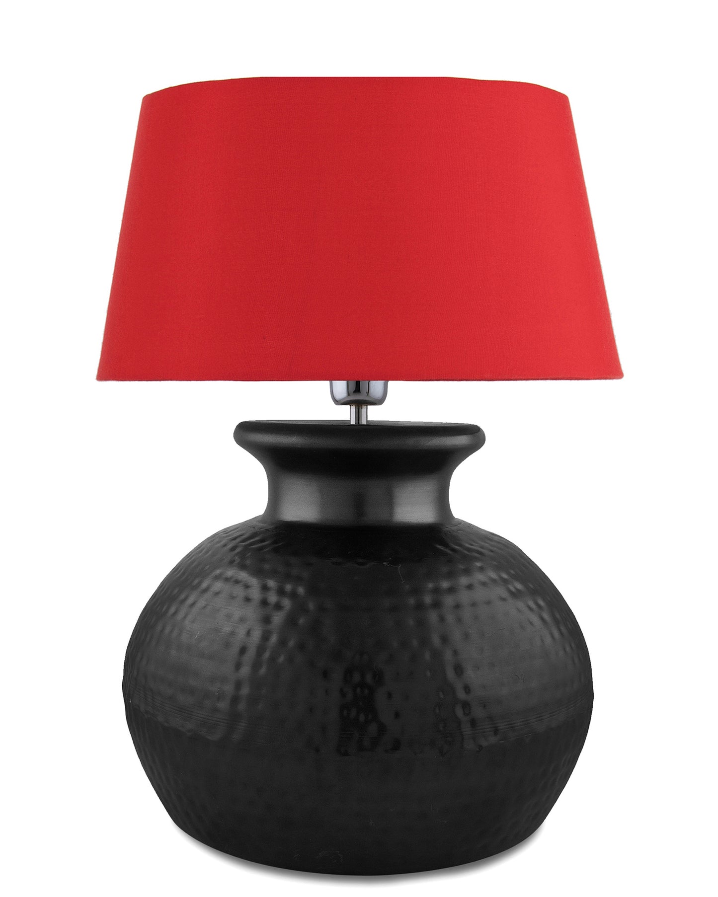 Matt Black Hammered Pitcher Table Lamp with Drum Shade