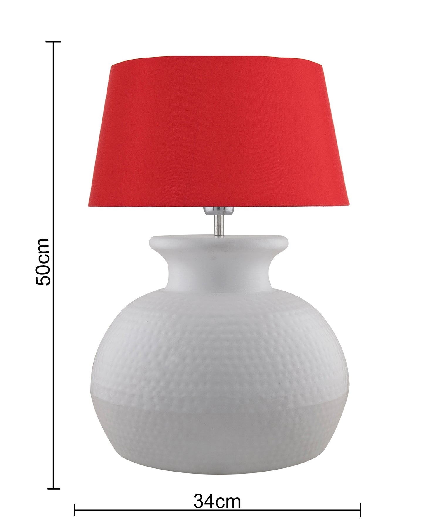 Matt White Hammered Pitcher Table Lamp with Drum Shade