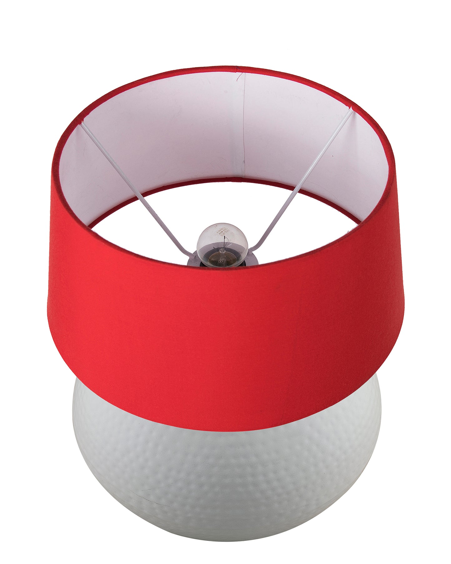 Matt White Hammered Pitcher Table Lamp with Drum Shade