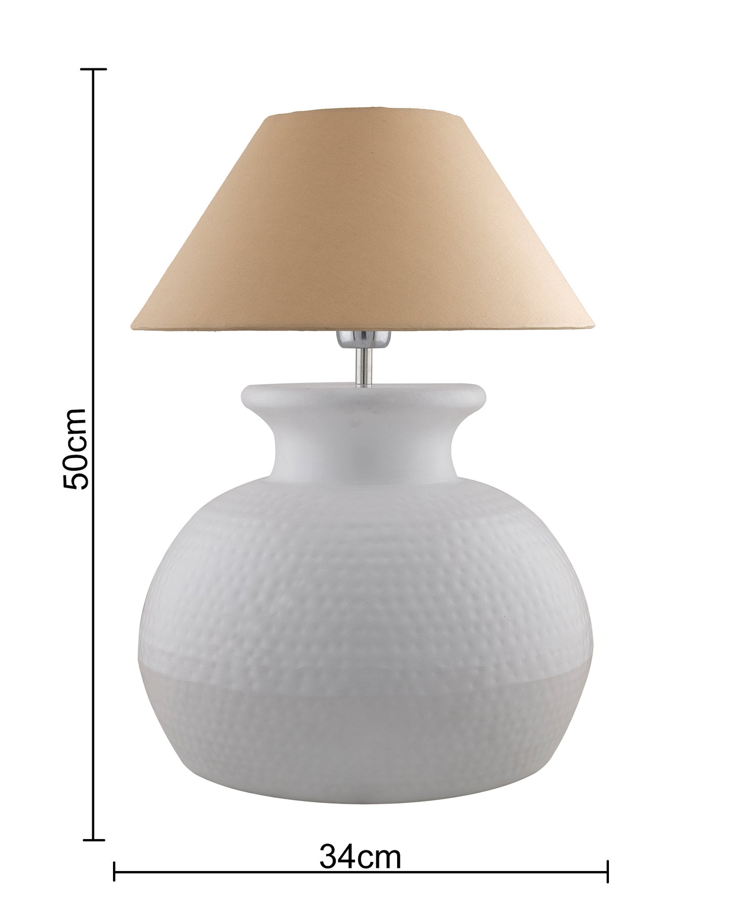 Matt White Hammered Pitcher Table Lamp with Cone Shade