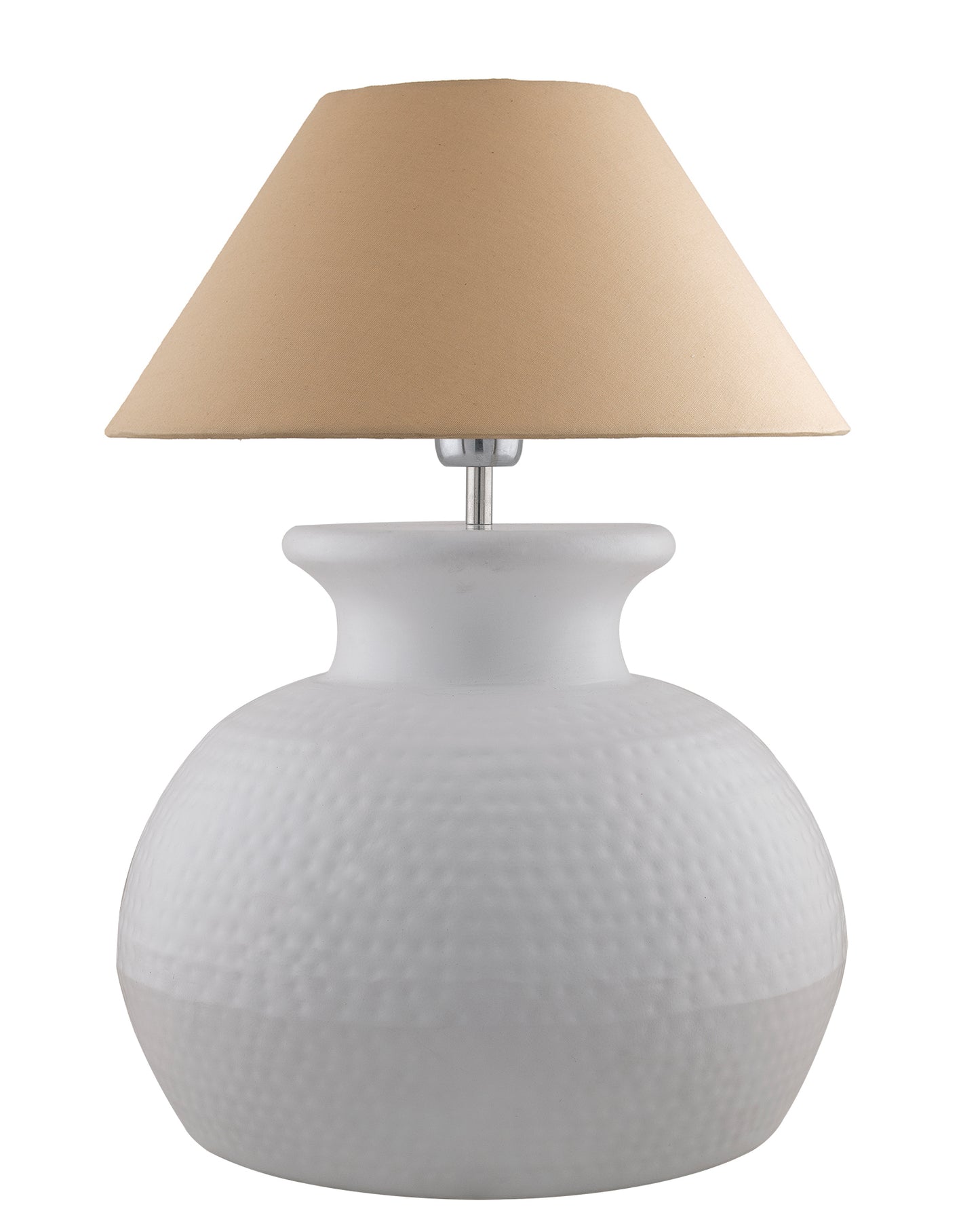 Matt White Hammered Pitcher Table Lamp with Cone Shade