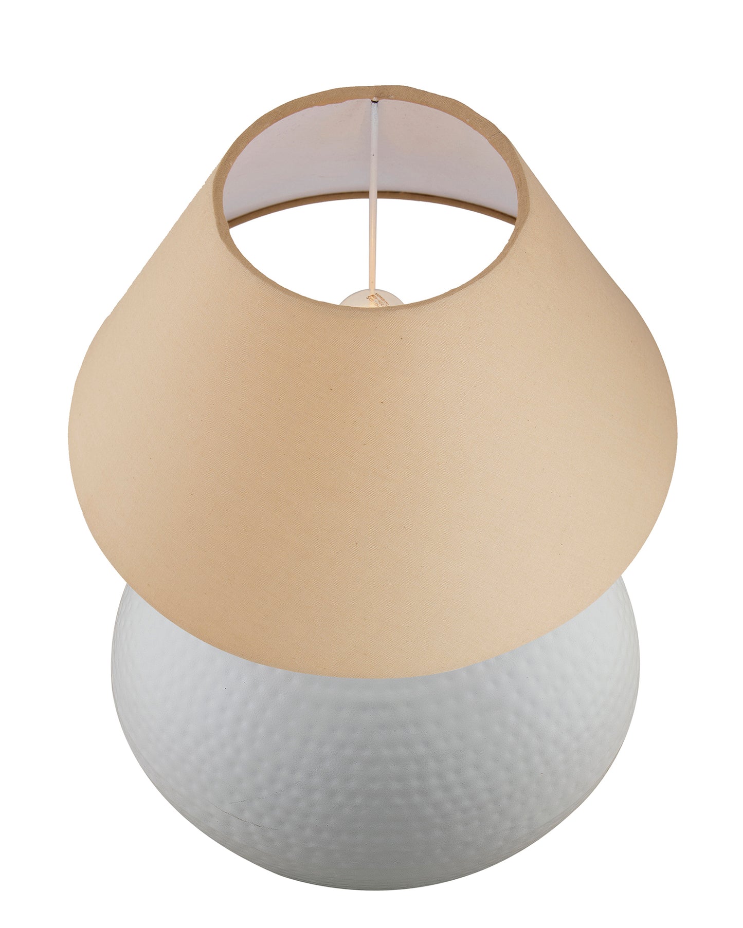 Matt White Hammered Pitcher Table Lamp with Cone Shade