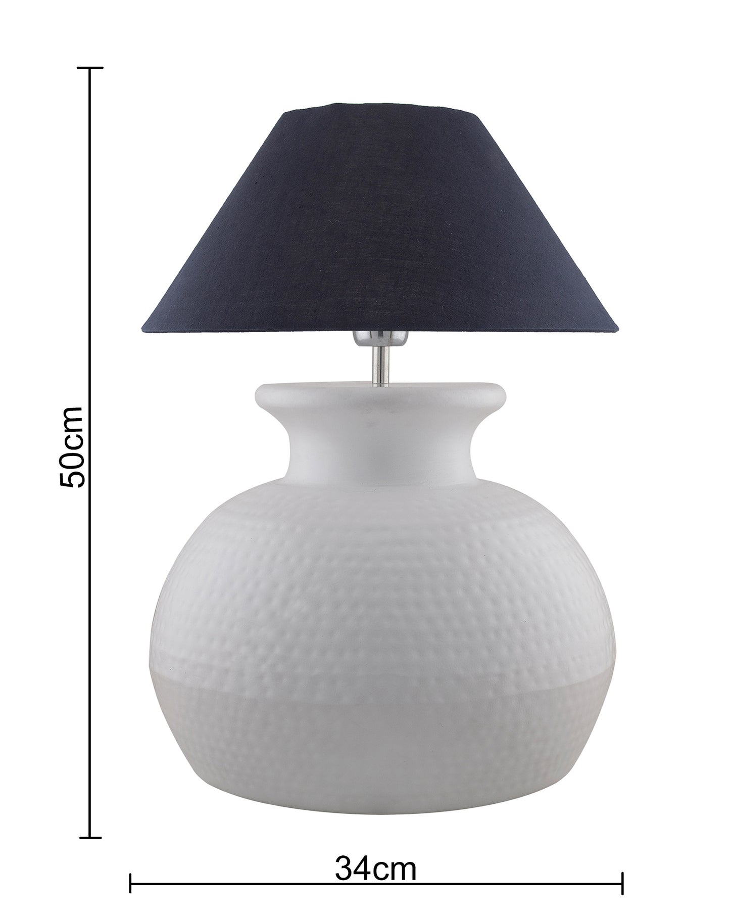 Matt White Hammered Pitcher Table Lamp with Cone Shade