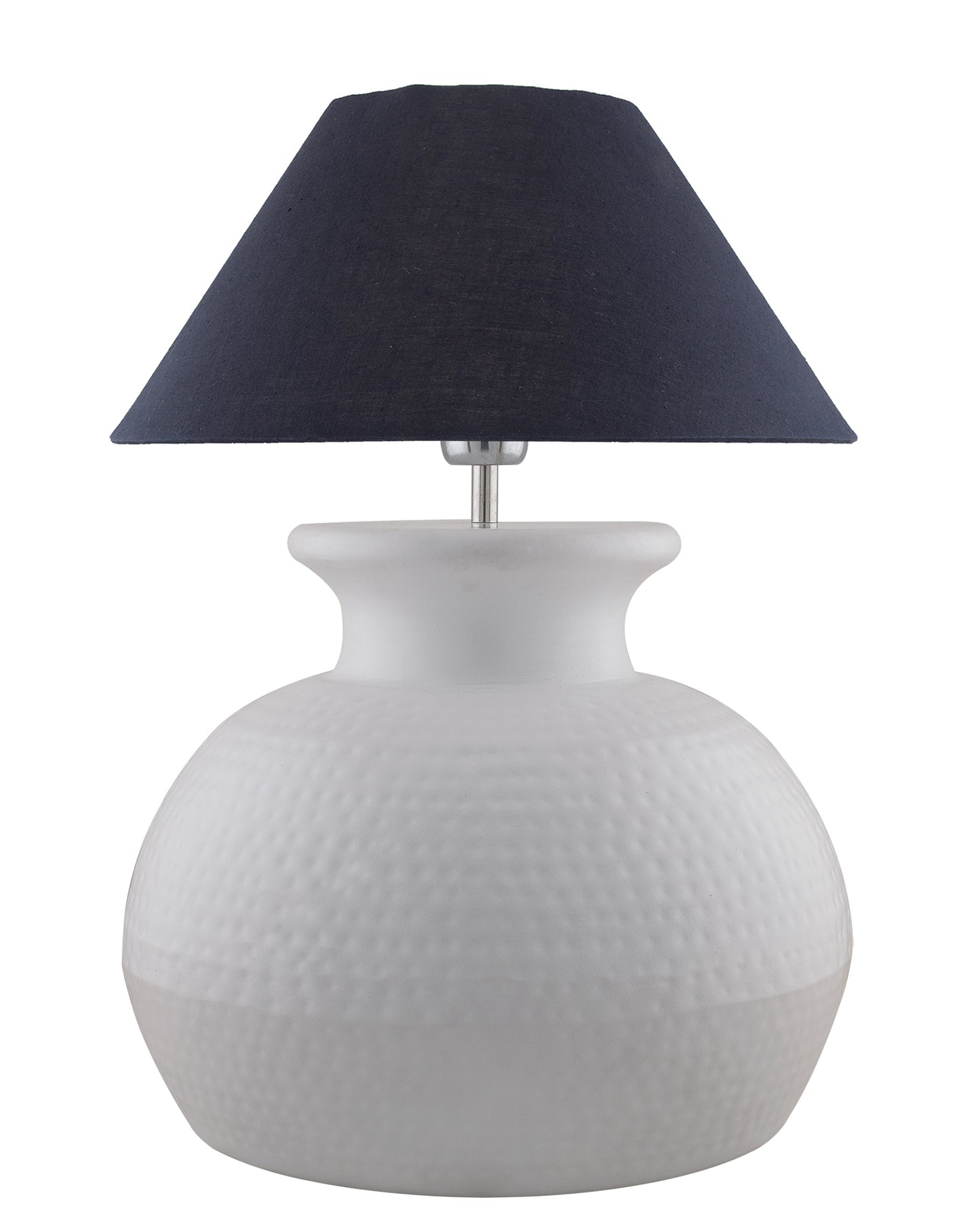Matt White Hammered Pitcher Table Lamp with Cone Shade