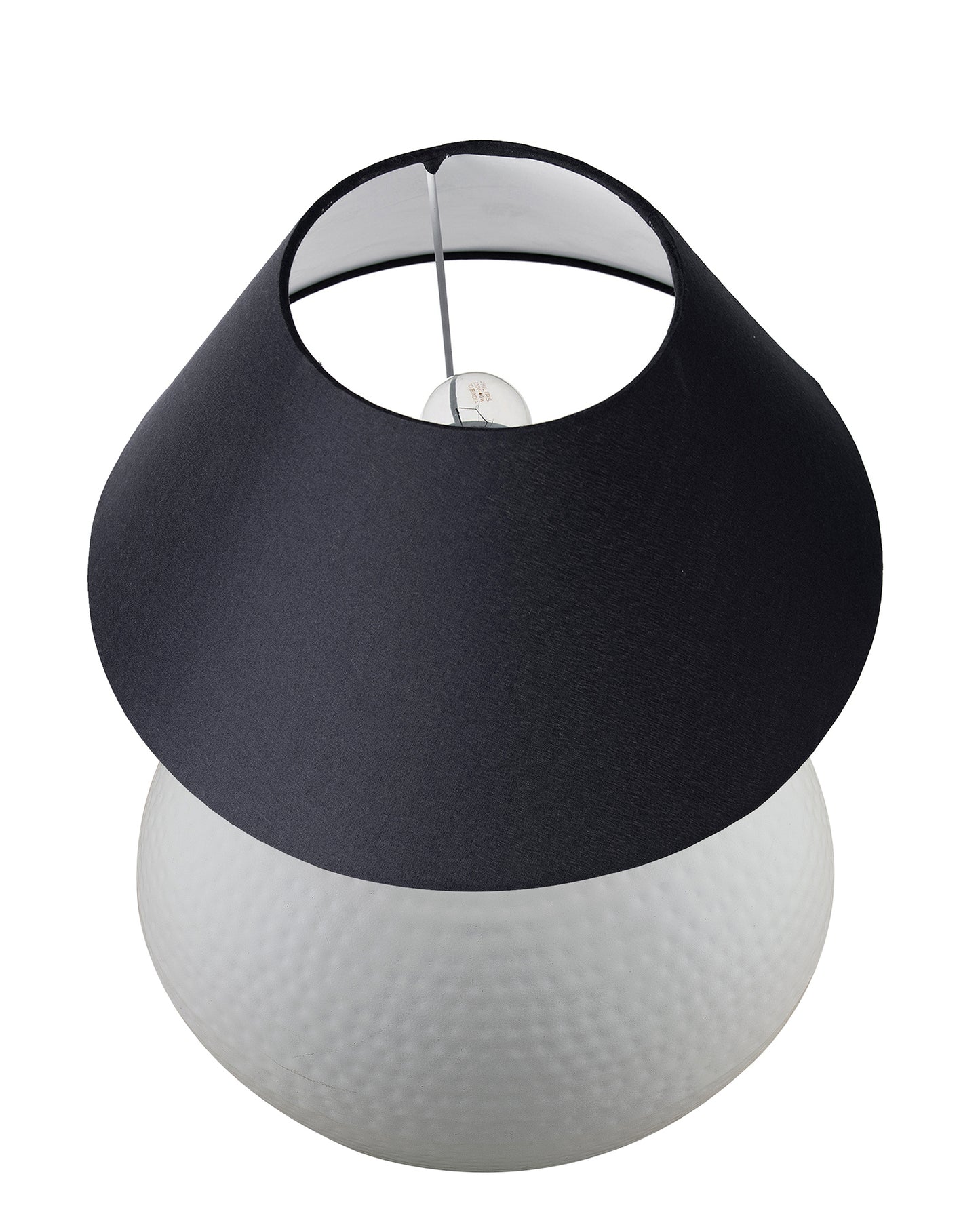Matt White Hammered Pitcher Table Lamp with Cone Shade