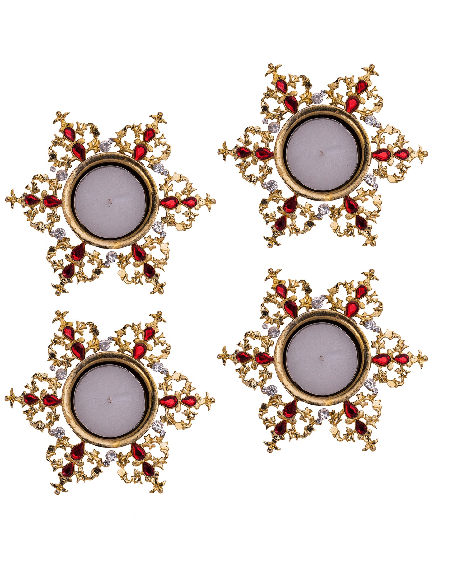 Crystal Tea Light Candle Holders, Twisted Flower Decorative Diya for Wedding Coffee Table,Small 4" Dia