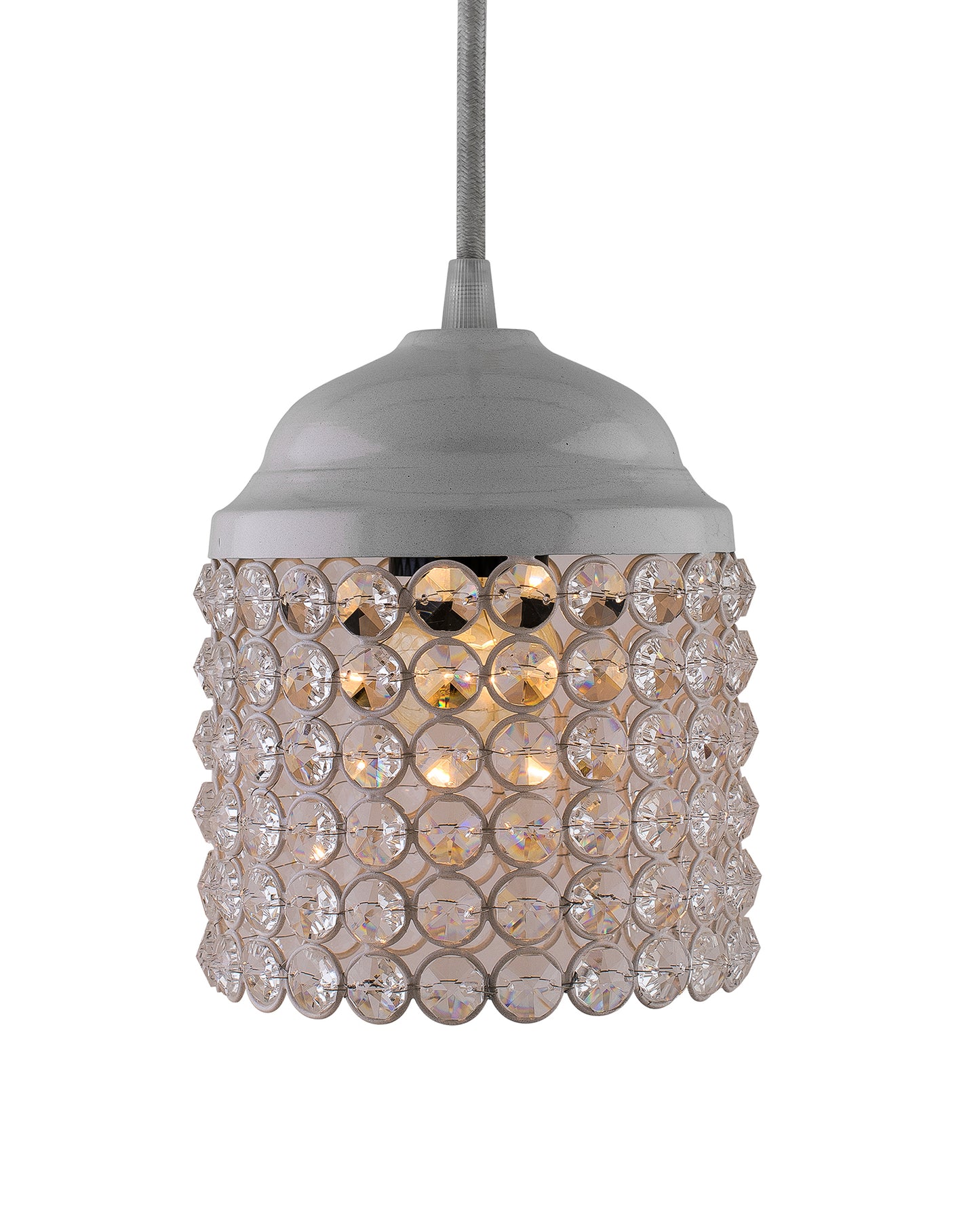 White Crystal Hanging Cylinder Light, Ceiling Light, Nordic E27 Pendant