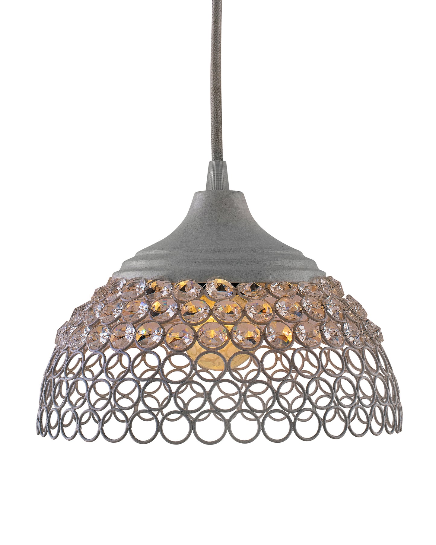 White Crystal Hanging Hemisphere Light, Ceiling Light, Nordic E27 Pendant