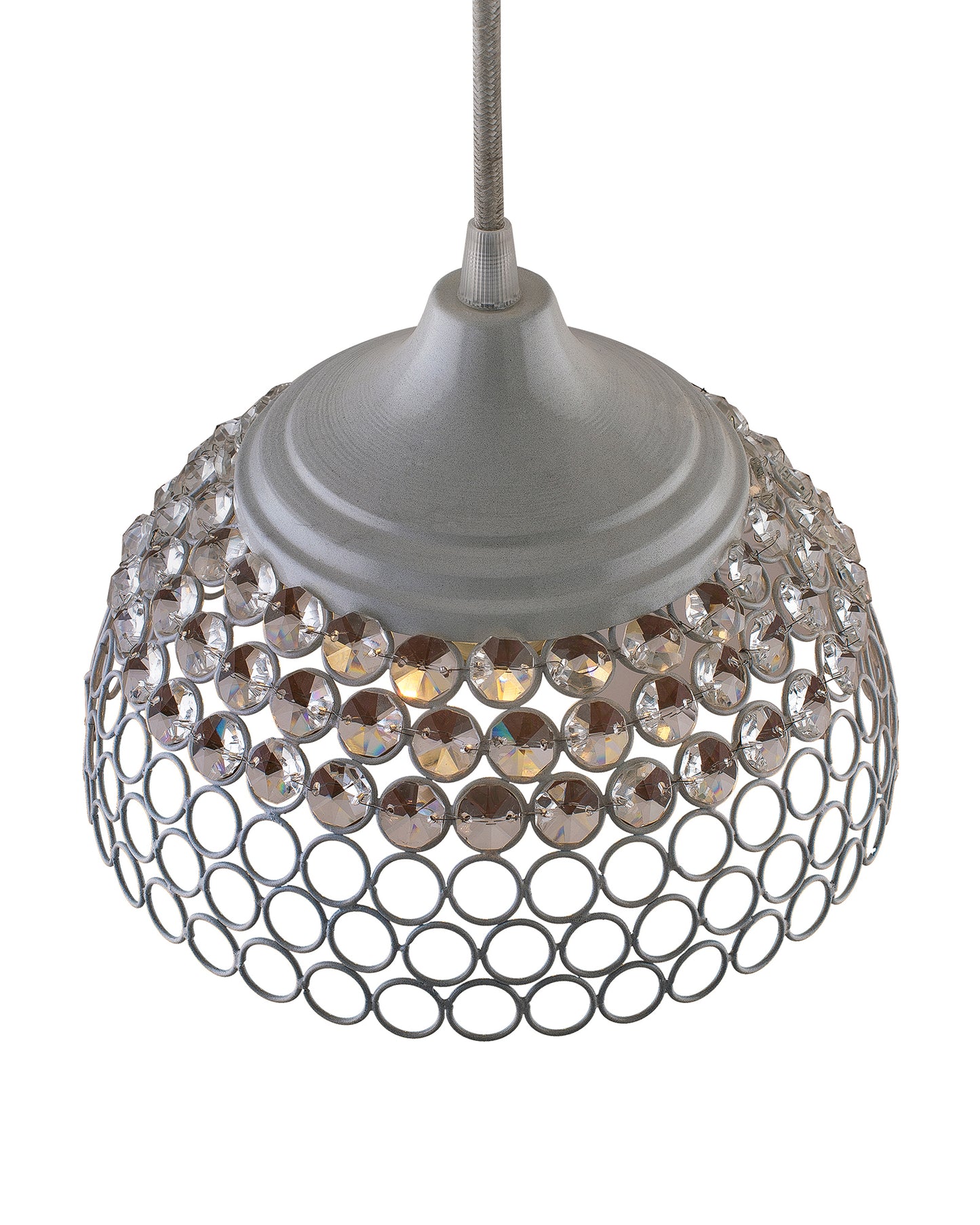 White Crystal Hanging Hemisphere Light, Ceiling Light, Nordic E27 Pendant