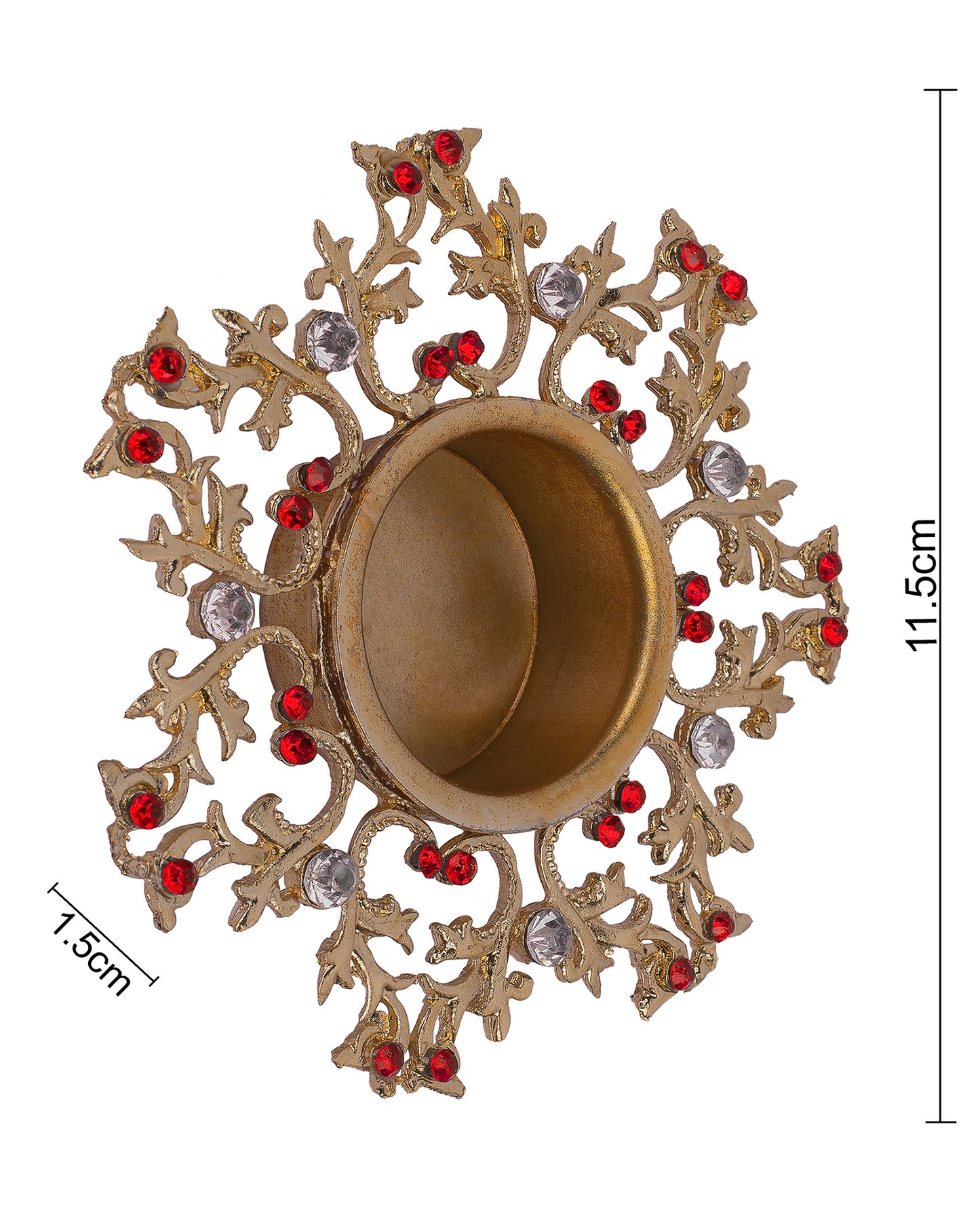 Crystal Floral Vine Tea Light Candle Holders, Decorative Diya for Wedding Coffee Table,Small 4" Dia