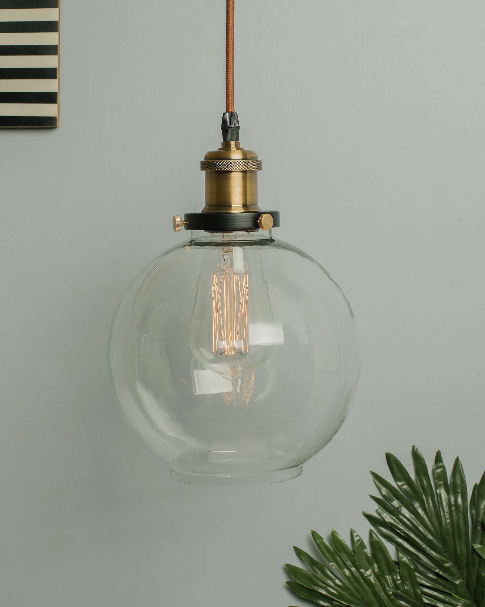 Industrial Kitchen Glass Globe Pendant Light , Antique Filament Hangin ...