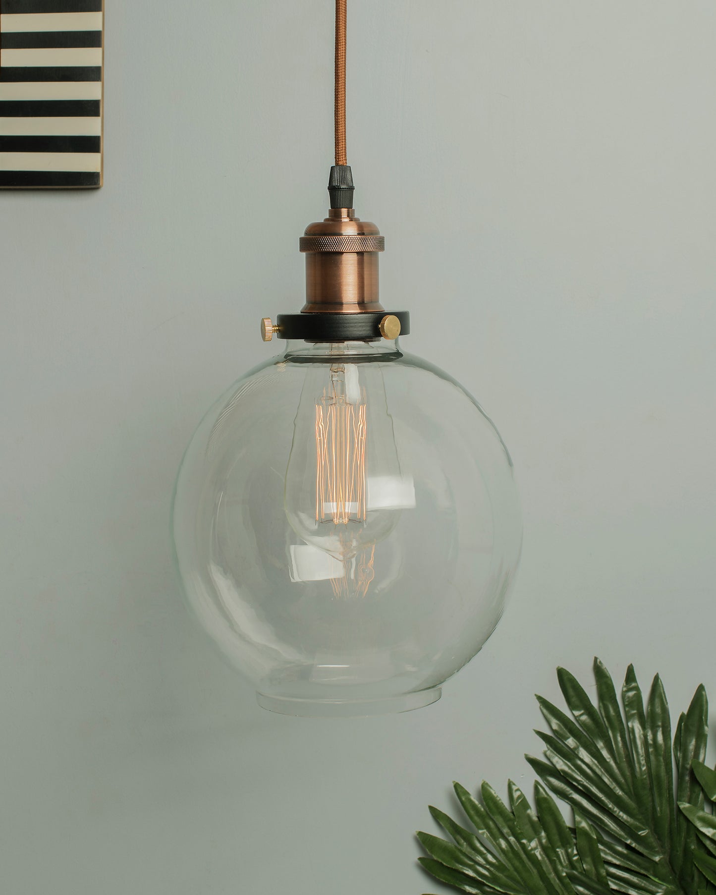 Industrial Kitchen Glass Globe Pendant Light , Antique Filament Hanging Ceiling Fixture