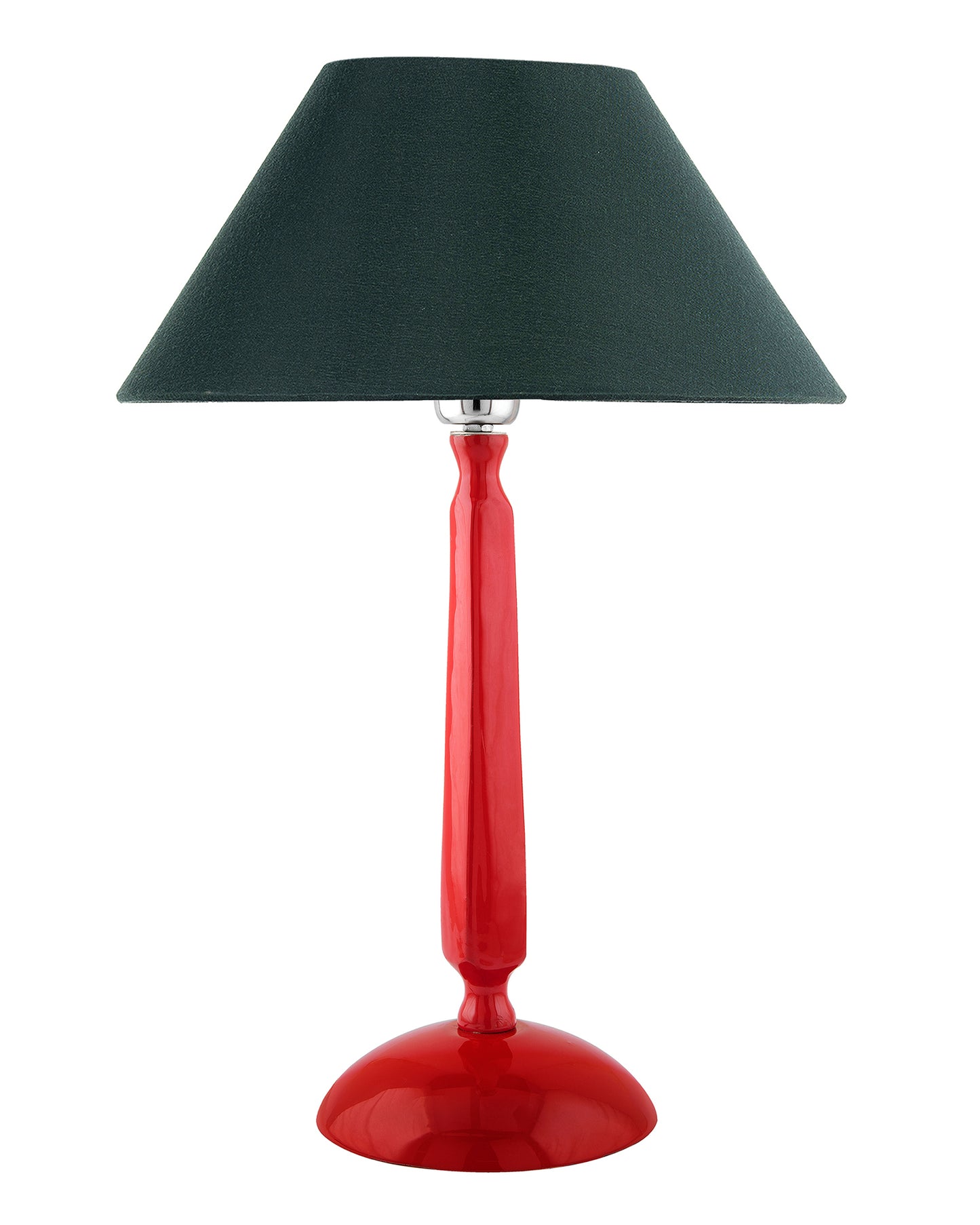 Glossy Red Cubist Aluminium Table Lamp With Cone Shade, Bedside, Living Room Study Lamp, Bulb Included