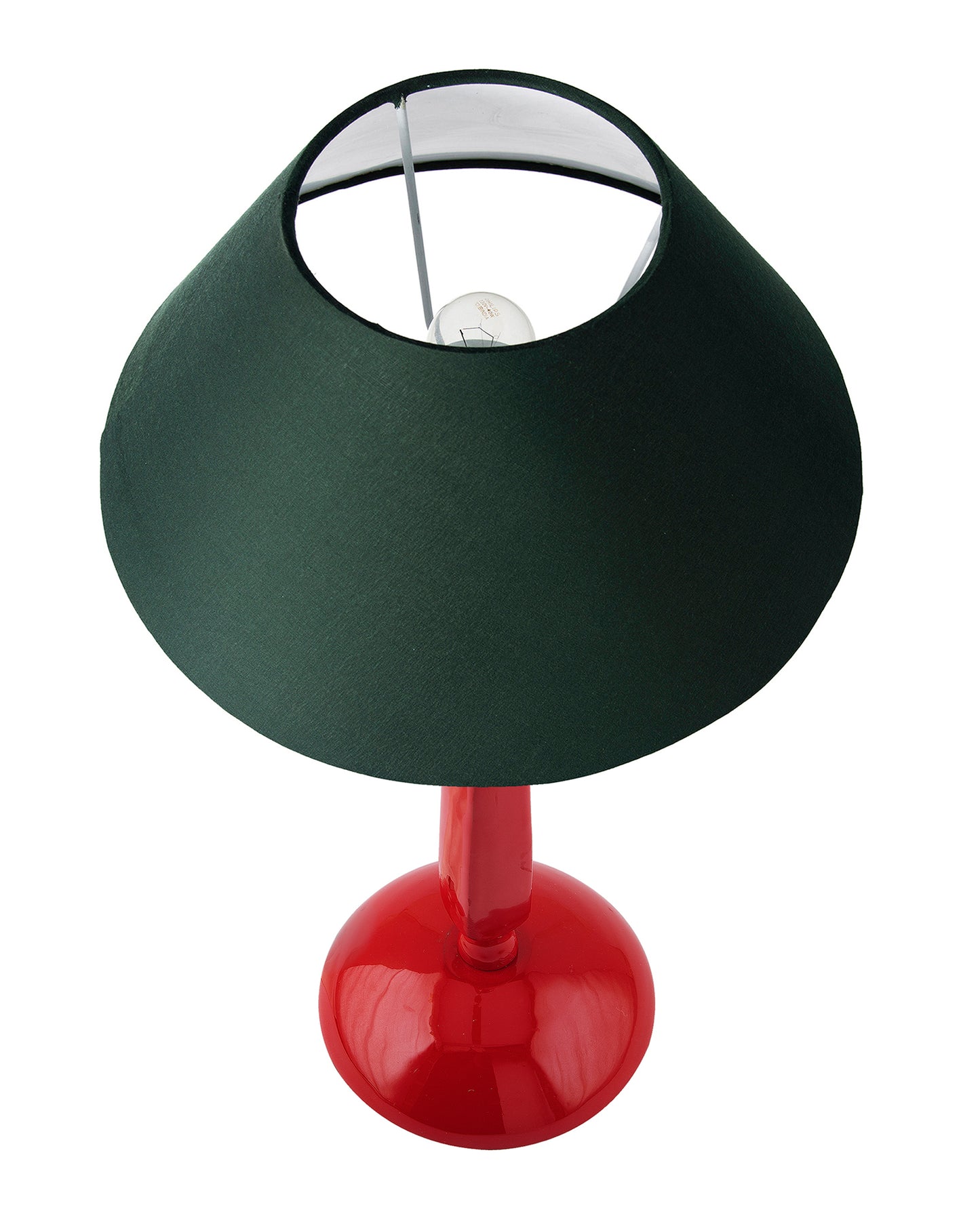 Glossy Red Cubist Aluminium Table Lamp With Cone Shade, Bedside, Living Room Study Lamp, Bulb Included