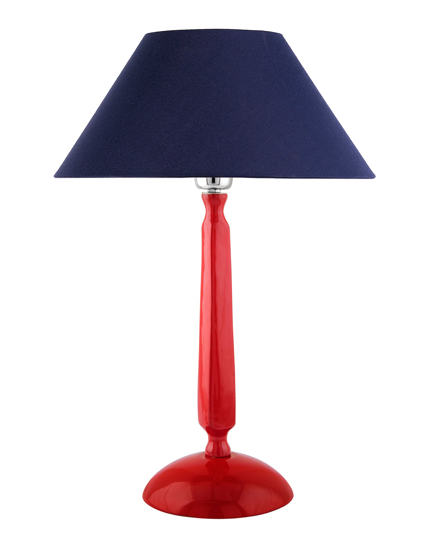Glossy Red Cubist Aluminium Table Lamp With Cone Shade, Bedside, Living Room Study Lamp, Bulb Included