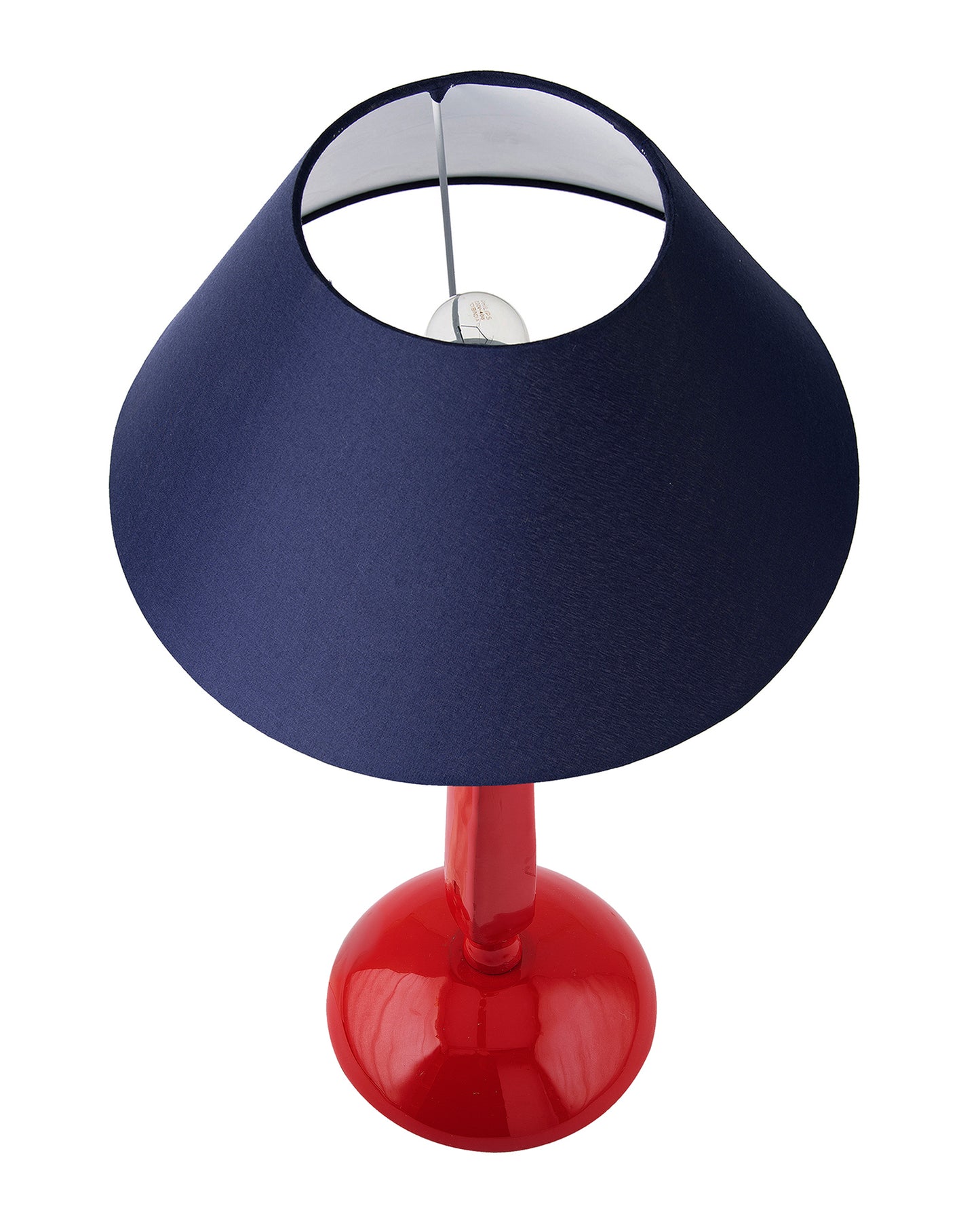 Glossy Red Cubist Aluminium Table Lamp With Cone Shade, Bedside, Living Room Study Lamp, Bulb Included