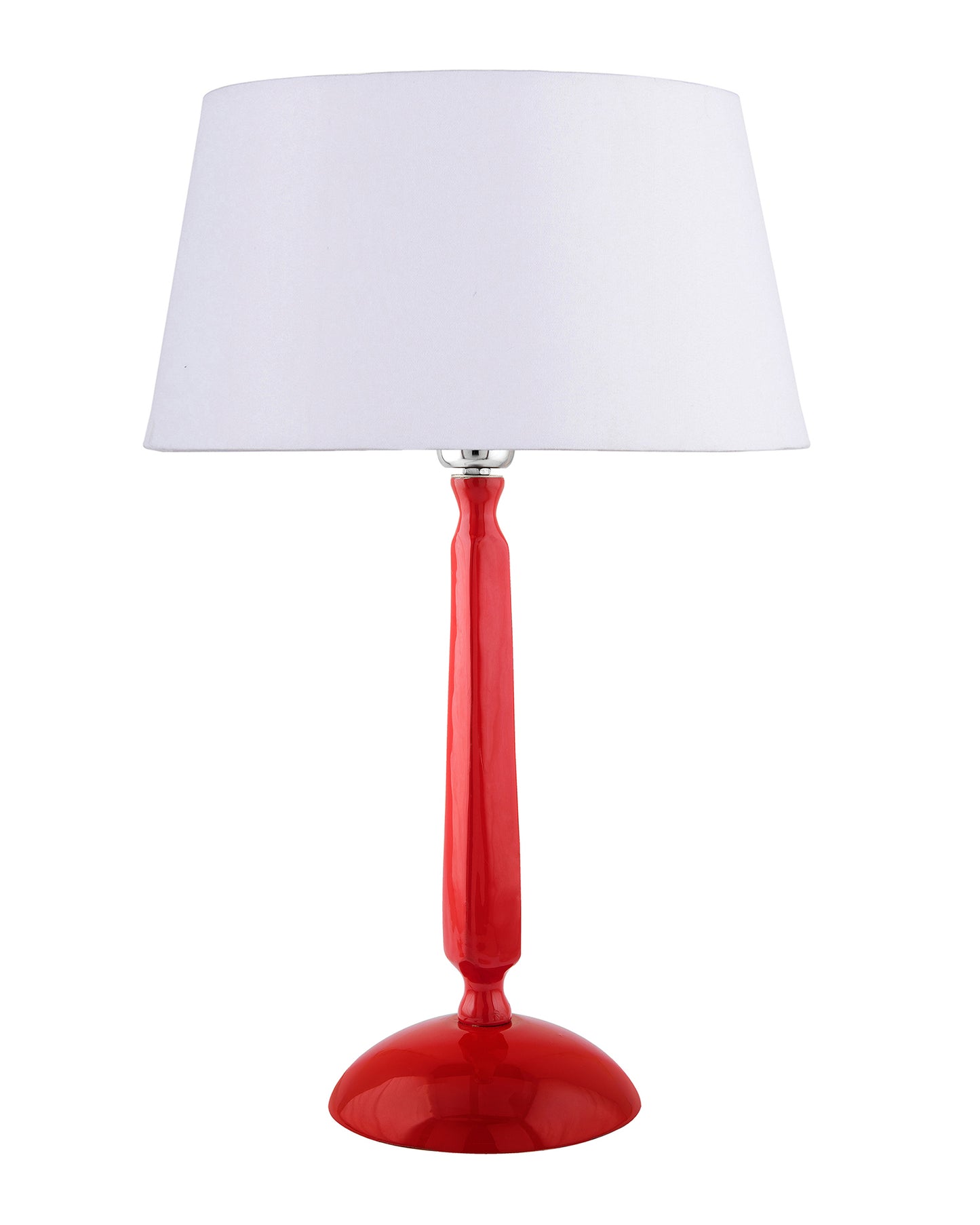 Glossy Red Cubist Aluminium Table Lamp With Cone Shade, Bedside, Living Room Study Lamp, Bulb Included