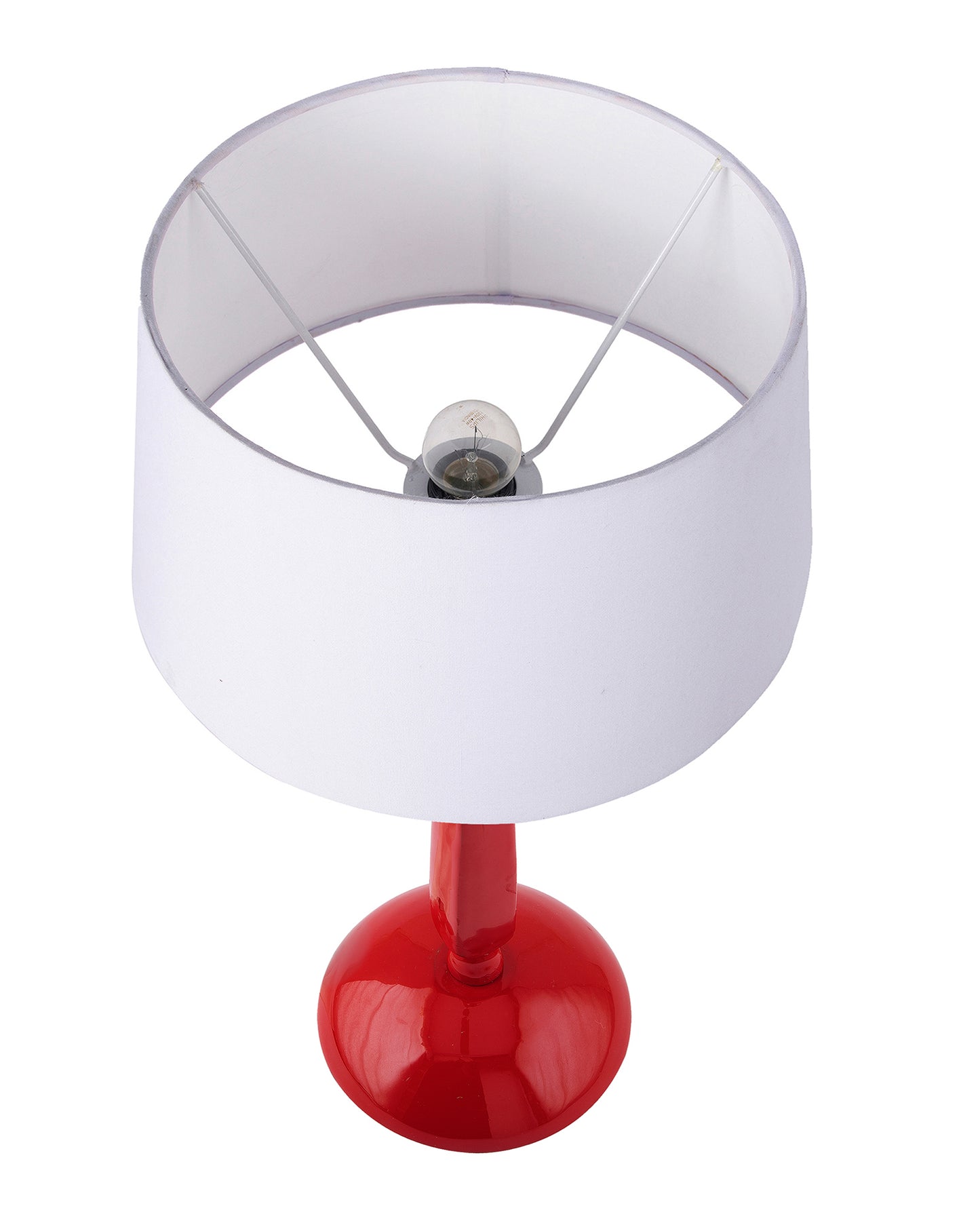 Glossy Red Cubist Aluminium Table Lamp With Cone Shade, Bedside, Living Room Study Lamp, Bulb Included