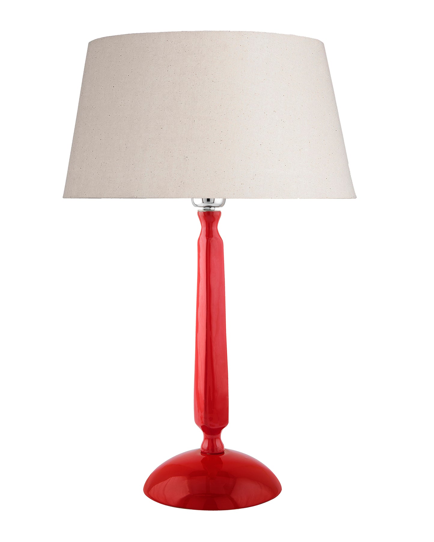 Glossy Red Cubist Aluminium Table Lamp With Cone Shade, Bedside, Living Room Study Lamp, Bulb Included