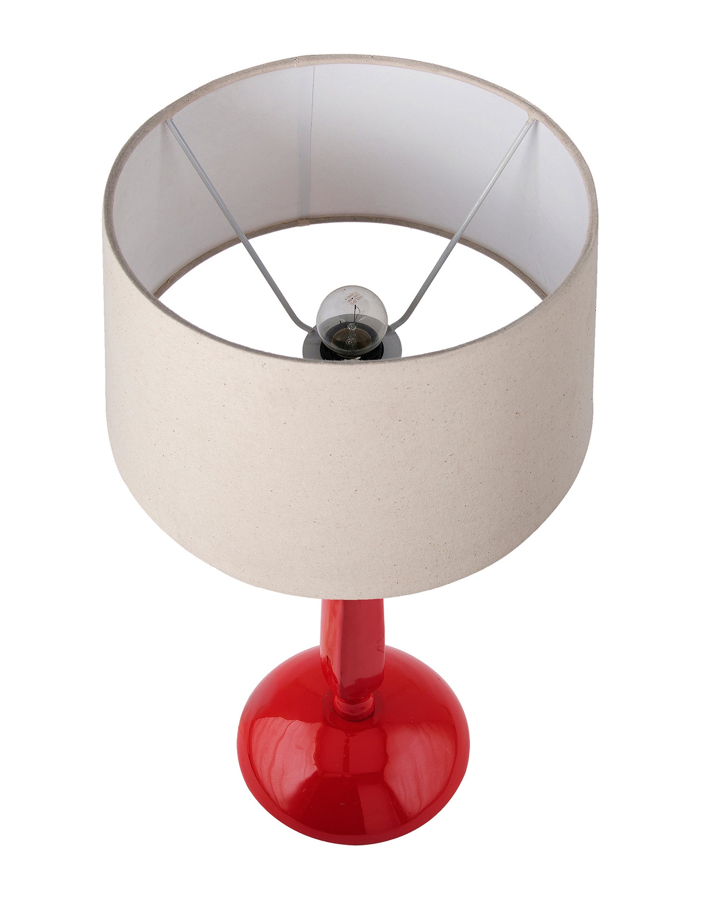 Glossy Red Cubist Aluminium Table Lamp With Cone Shade, Bedside, Living Room Study Lamp, Bulb Included