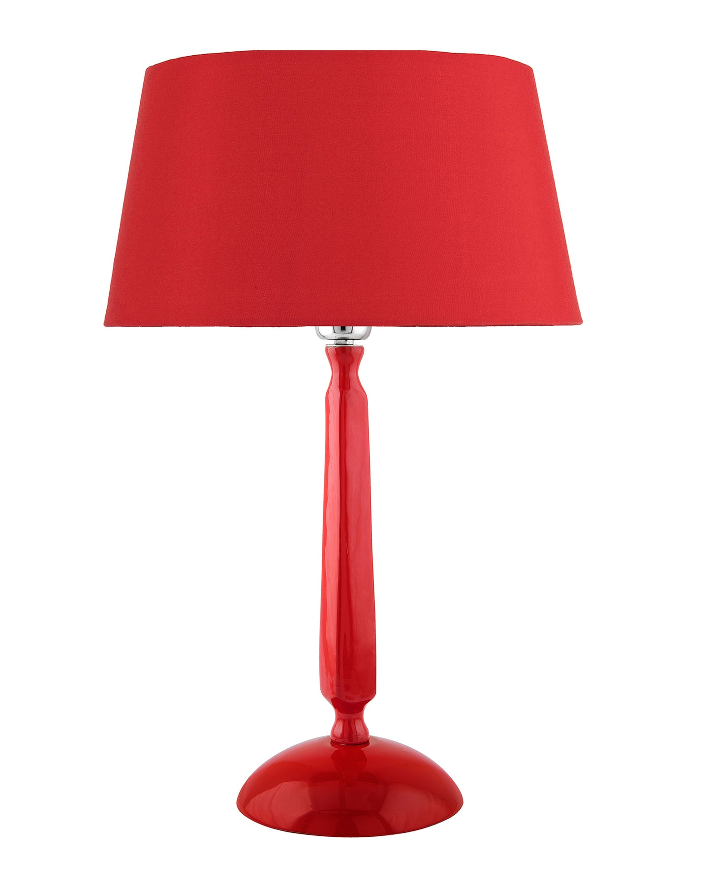 Glossy Red Cubist Aluminium Table Lamp With Cone Shade, Bedside, Living Room Study Lamp, Bulb Included