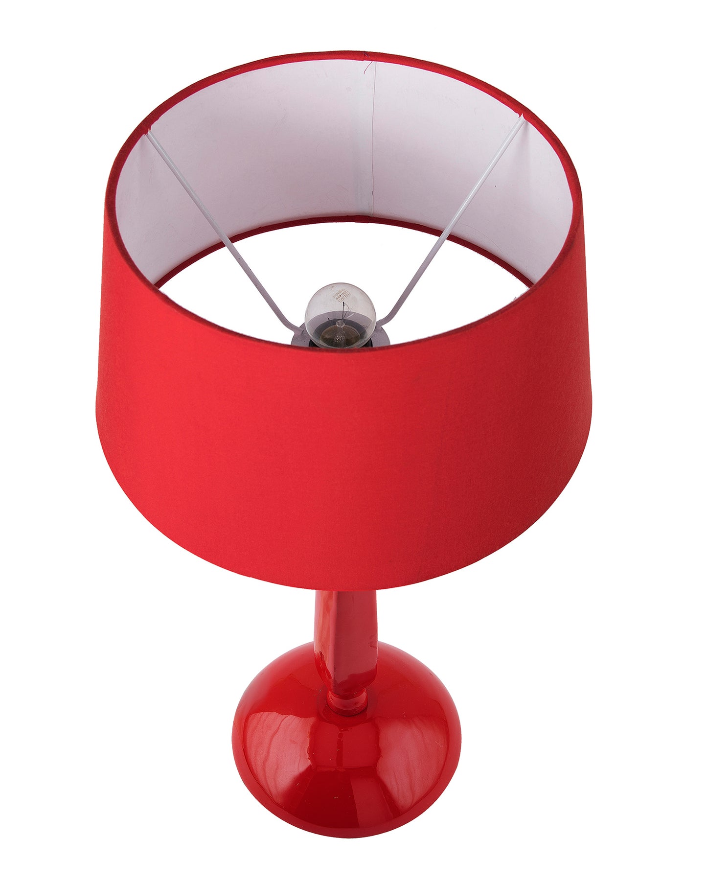 Glossy Red Cubist Aluminium Table Lamp With Cone Shade, Bedside, Living Room Study Lamp, Bulb Included