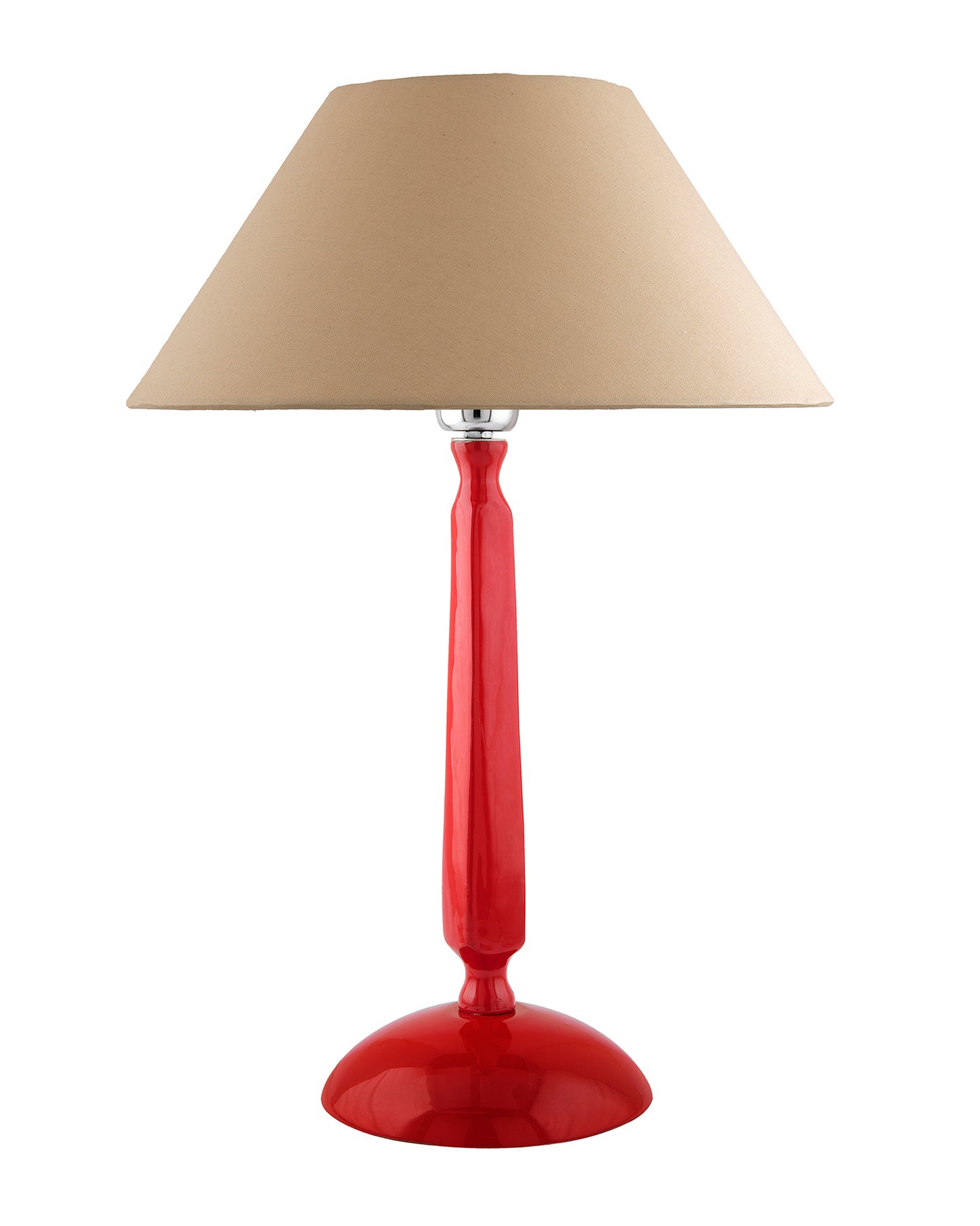 Glossy Red Cubist Aluminium Table Lamp With Cone Shade, Bedside, Living Room Study Lamp, Bulb Included