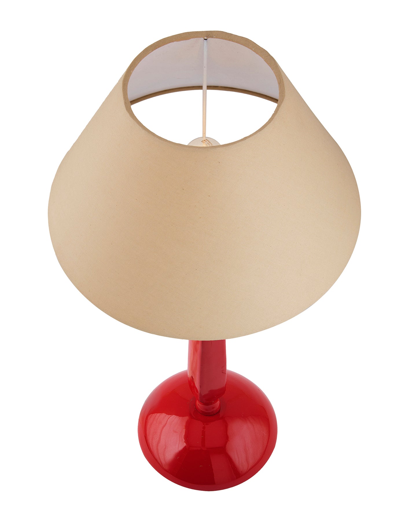 Glossy Red Cubist Aluminium Table Lamp With Cone Shade, Bedside, Living Room Study Lamp, Bulb Included