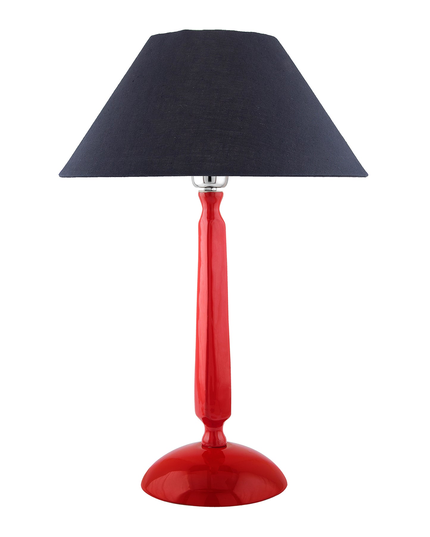Glossy Red Cubist Aluminium Table Lamp With Cone Shade, Bedside, Living Room Study Lamp, Bulb Included