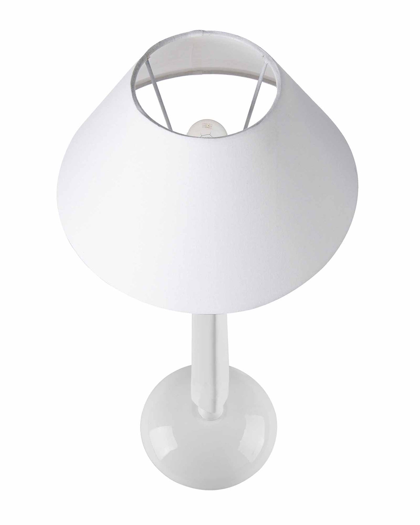 Glossy White Cubist Aluminium Table Lamp WithCone Shade, Bedside, Living Room Study Lamp, Bulb Included