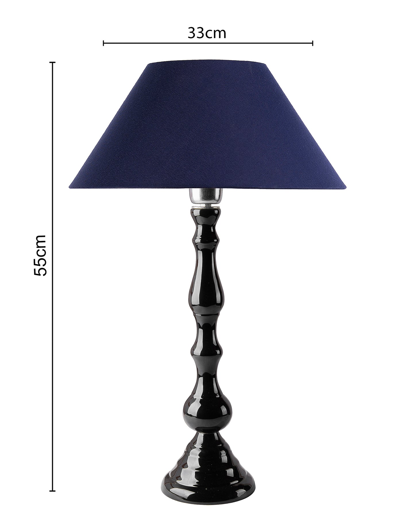 Glossy Black Teardrop Aluminium Table Lamp With Cone Shade, Bedside, Living Room Study Lamp, Bulb Included